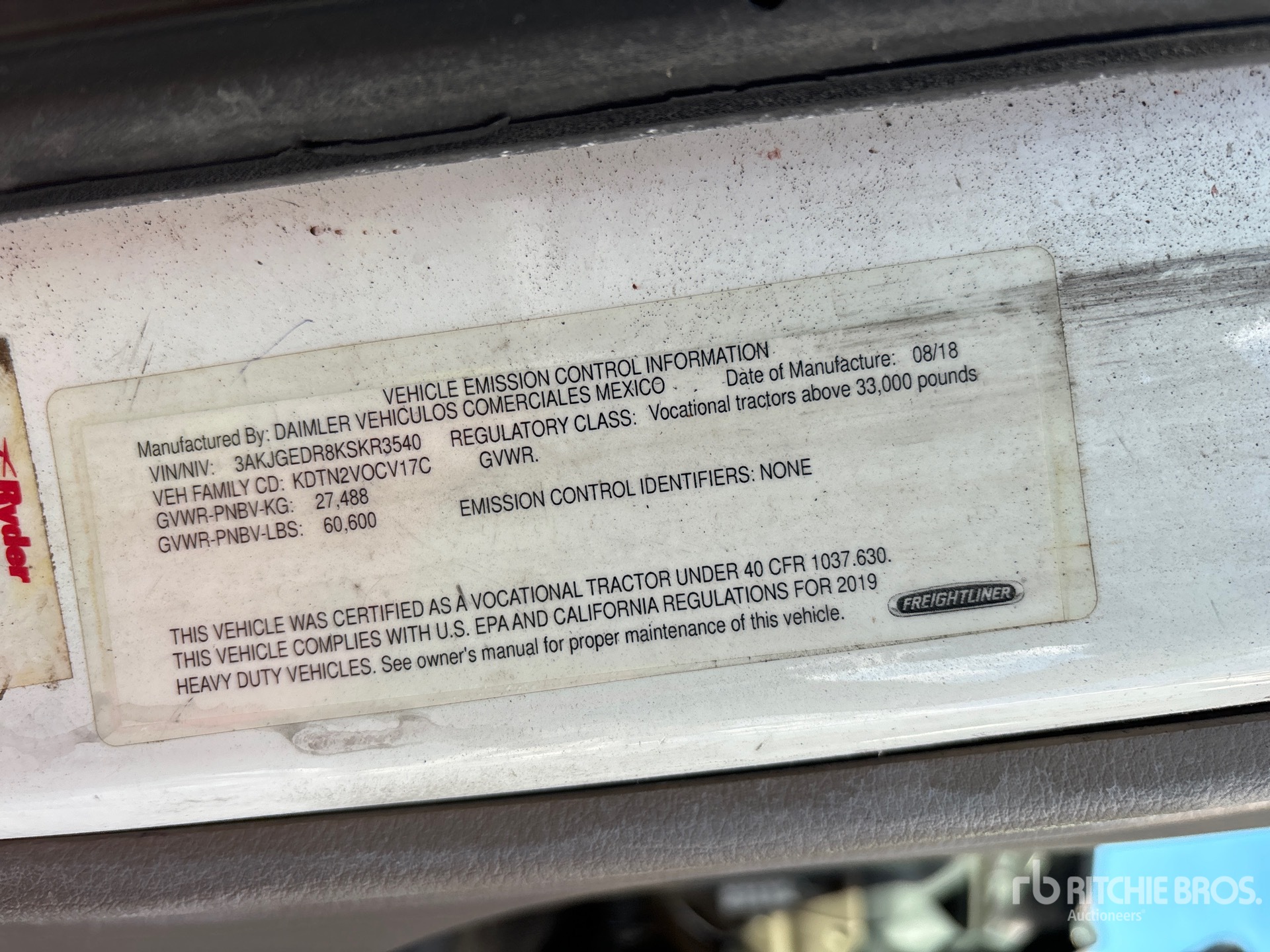 General Appearance with Serial Number / VIN