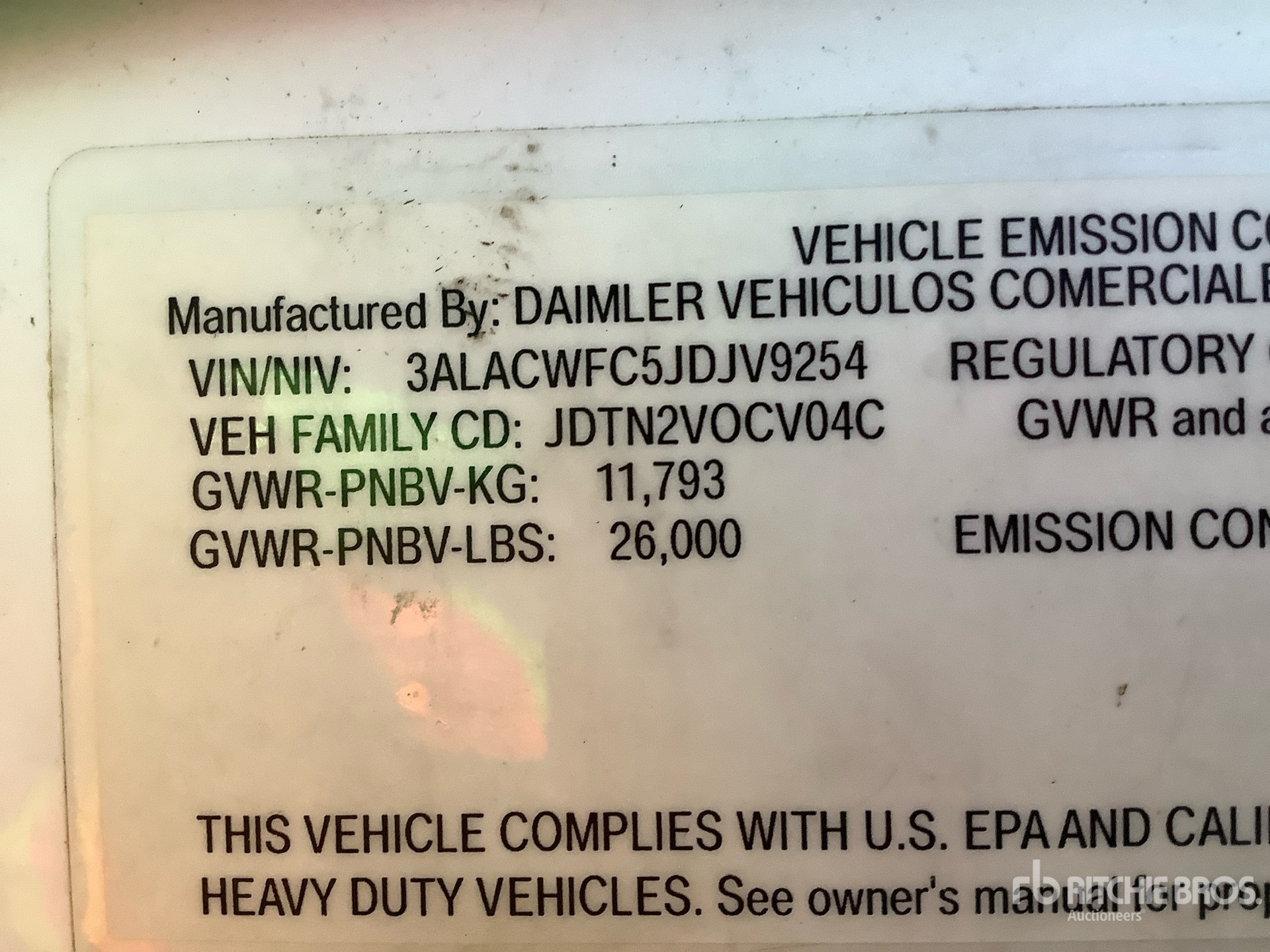 General Appearance with Serial Number / VIN