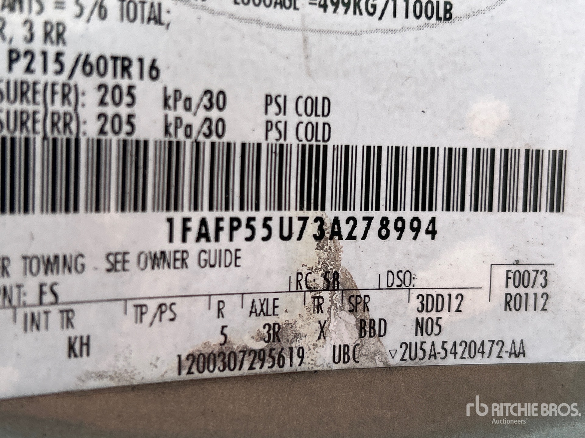 General Appearance with Serial Number / VIN