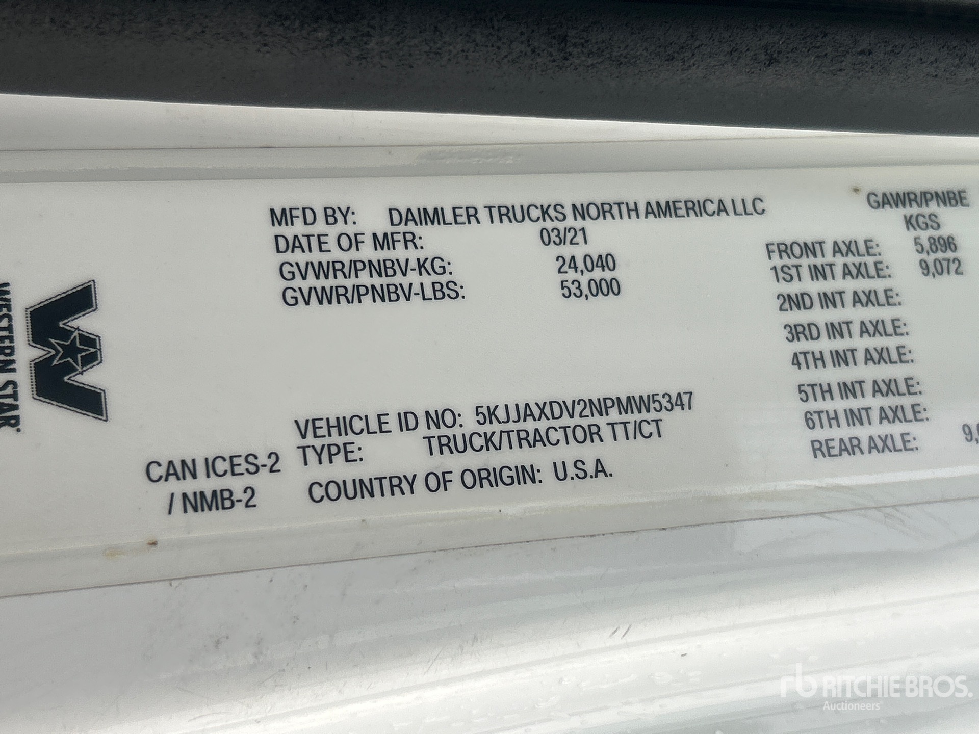 General Appearance with Serial Number / VIN