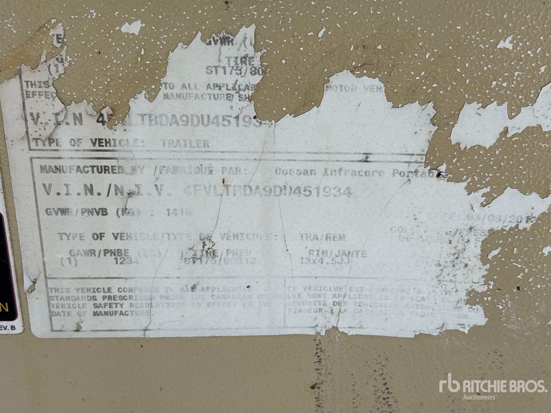 General Appearance with Serial Number / VIN