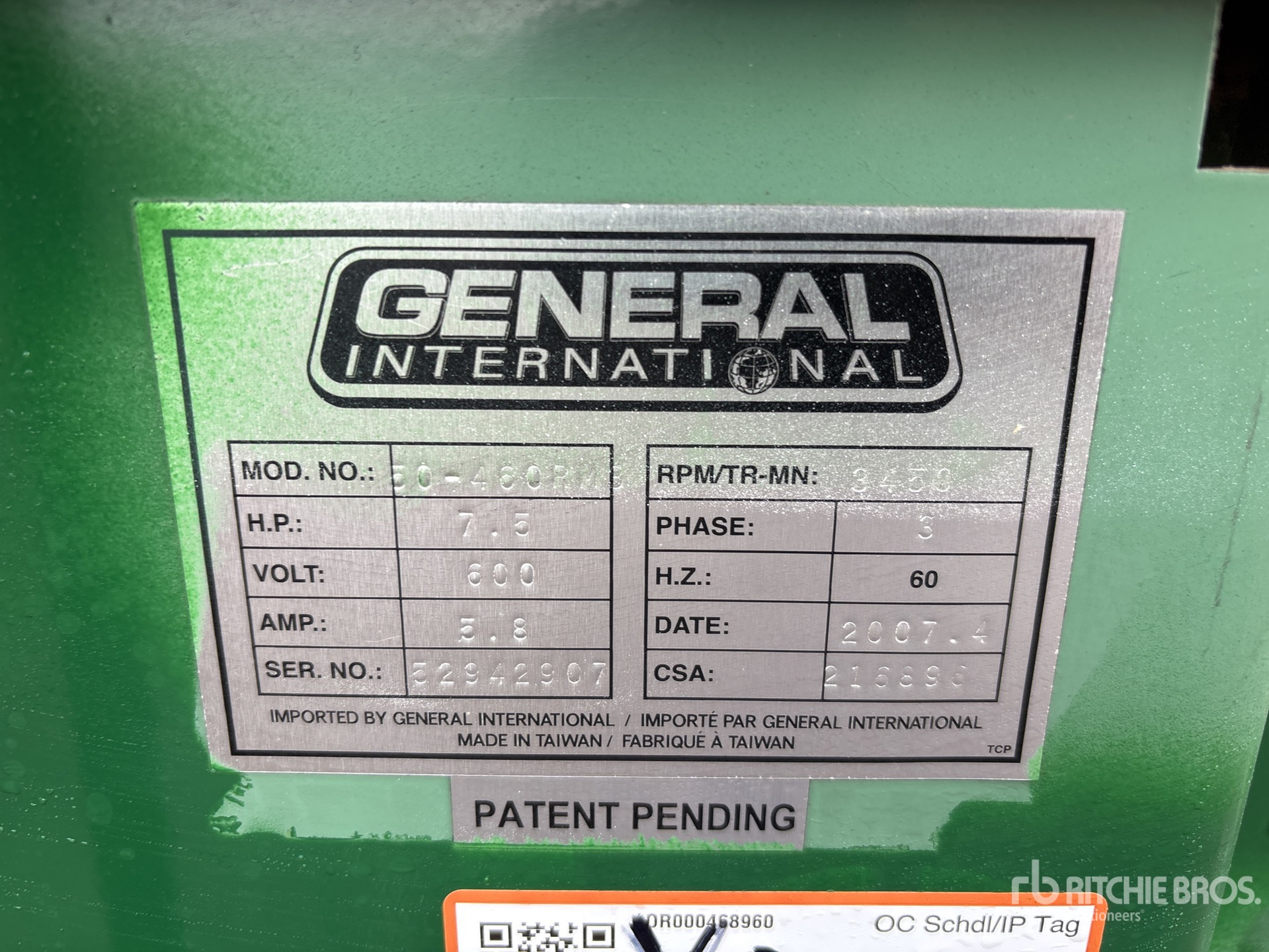 General Appearance with Serial Number / VIN