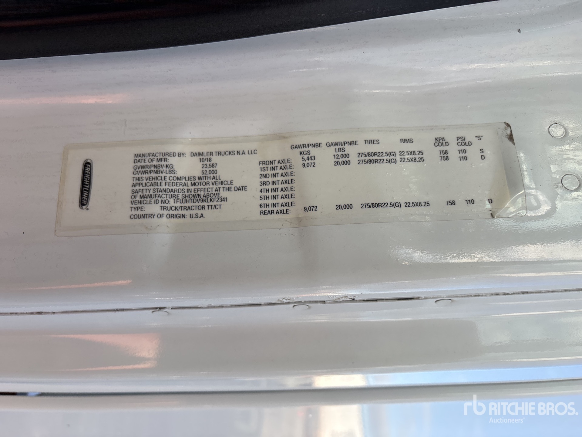 General Appearance with Serial Number / VIN