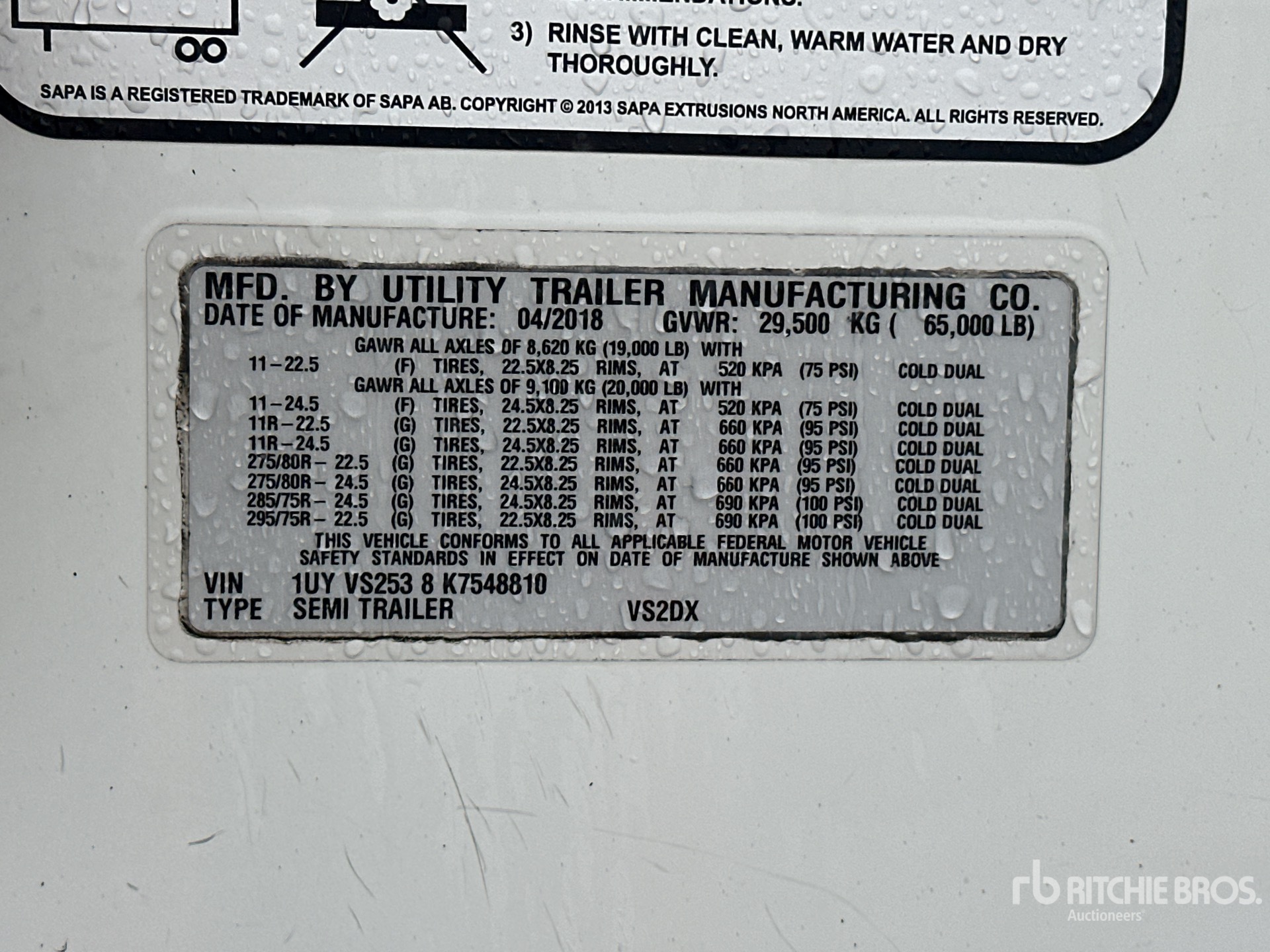 General Appearance with Serial Number / VIN