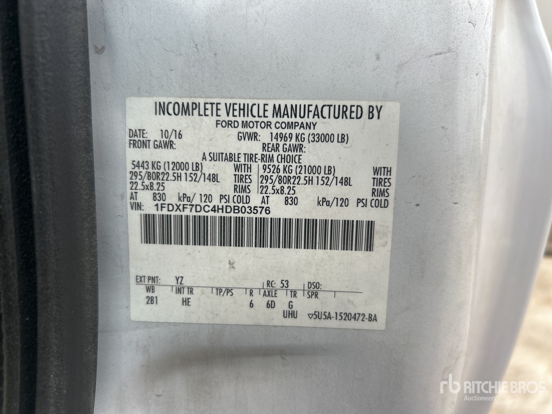 General Appearance with Serial Number / VIN