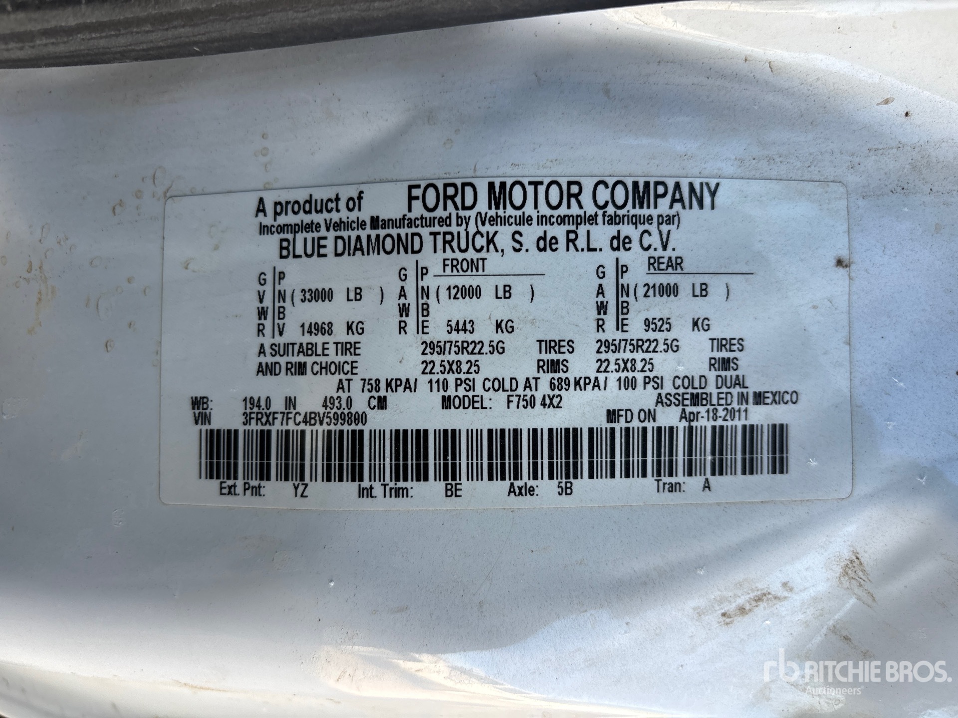 General Appearance with Serial Number / VIN