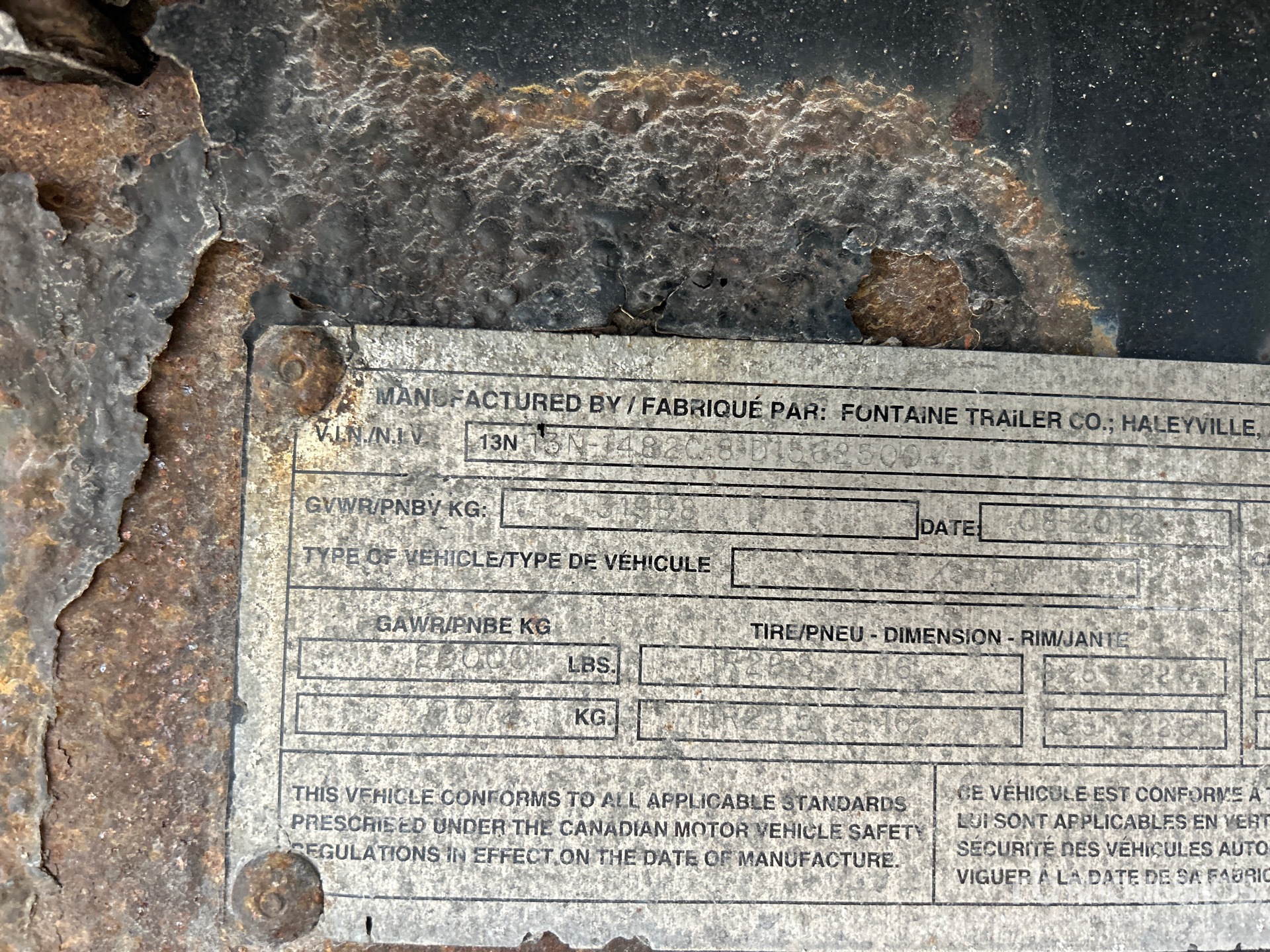 General Appearance with Serial Number / VIN