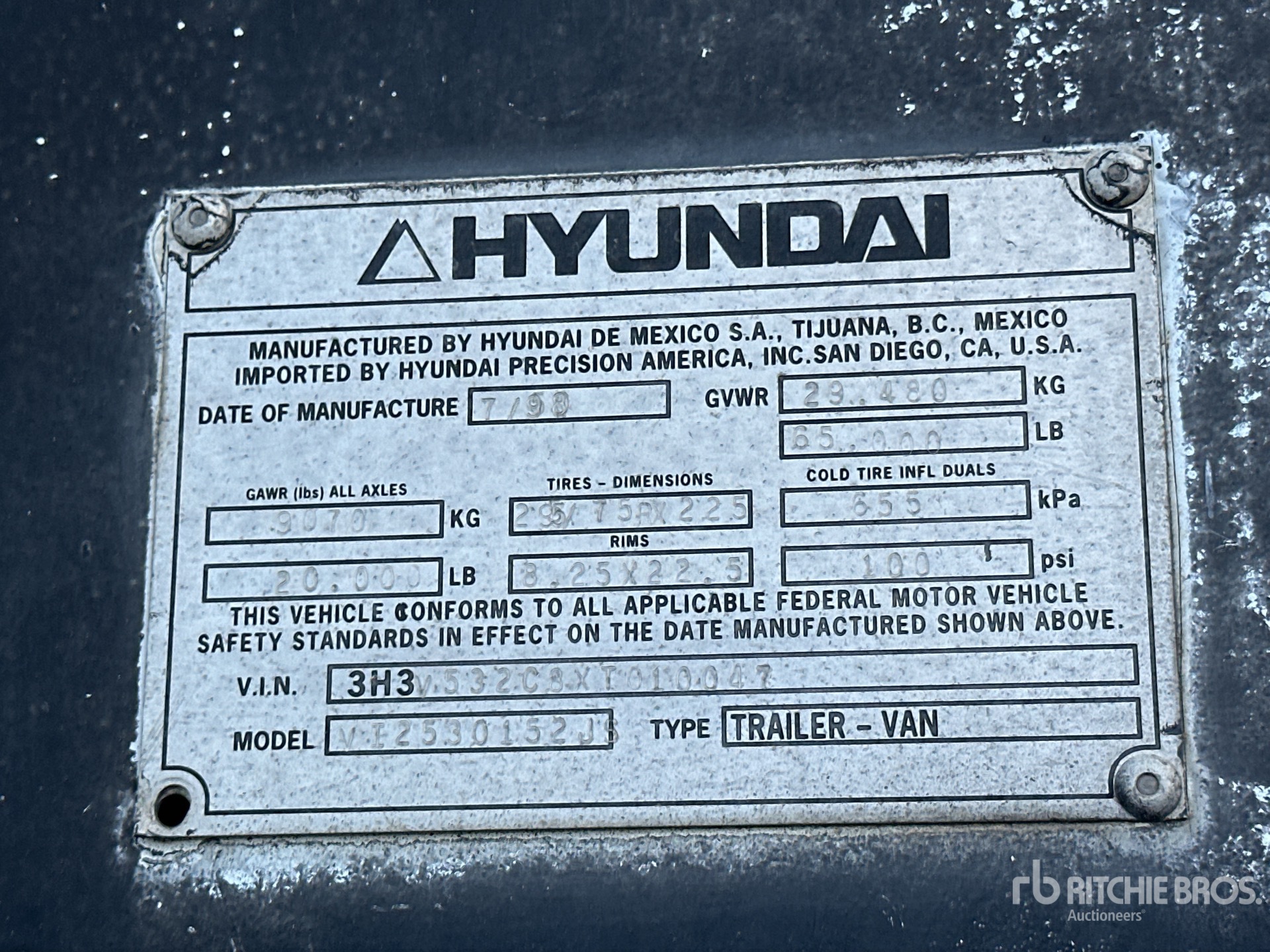 General Appearance with Serial Number / VIN