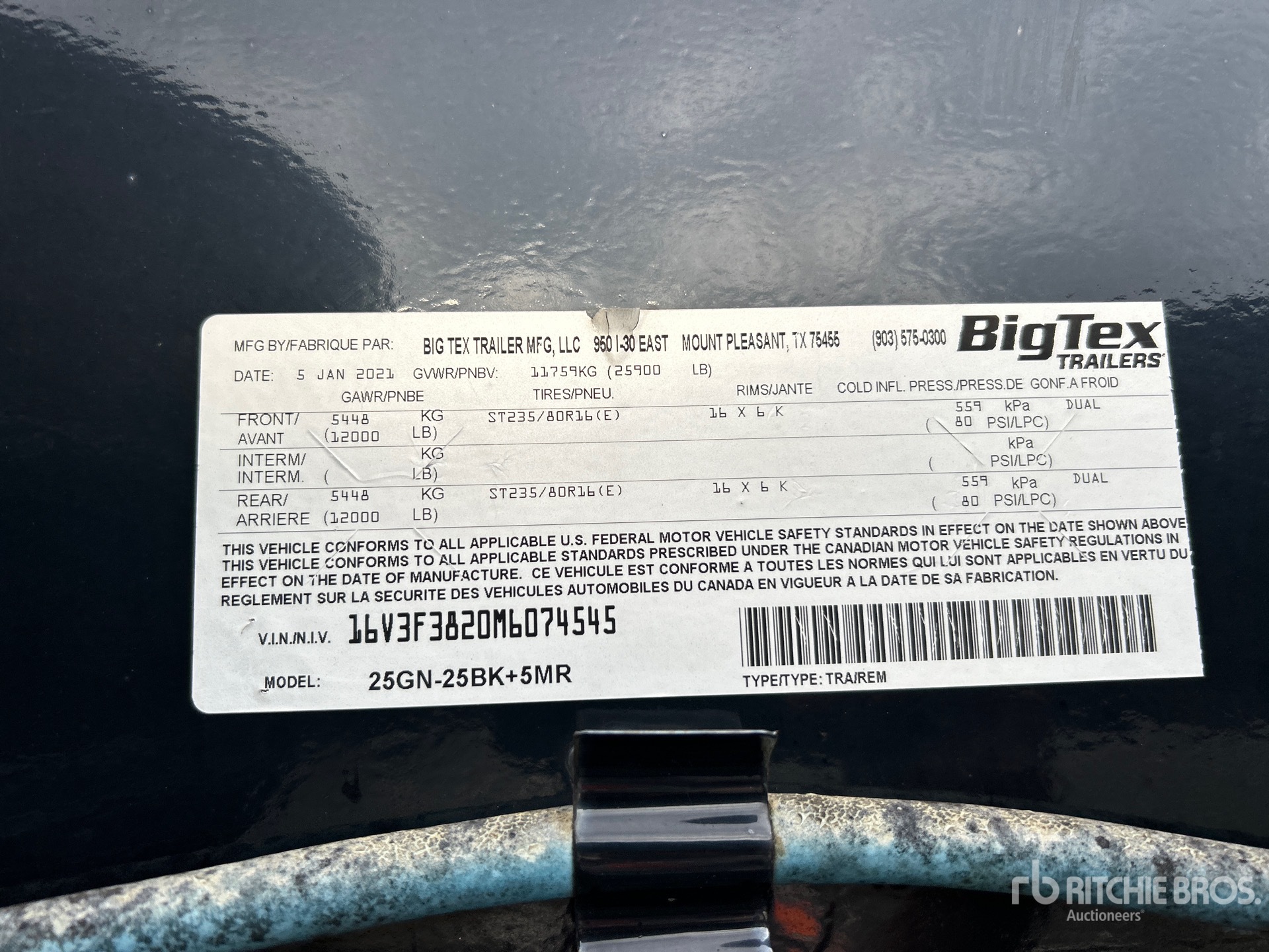 General Appearance with Serial Number / VIN