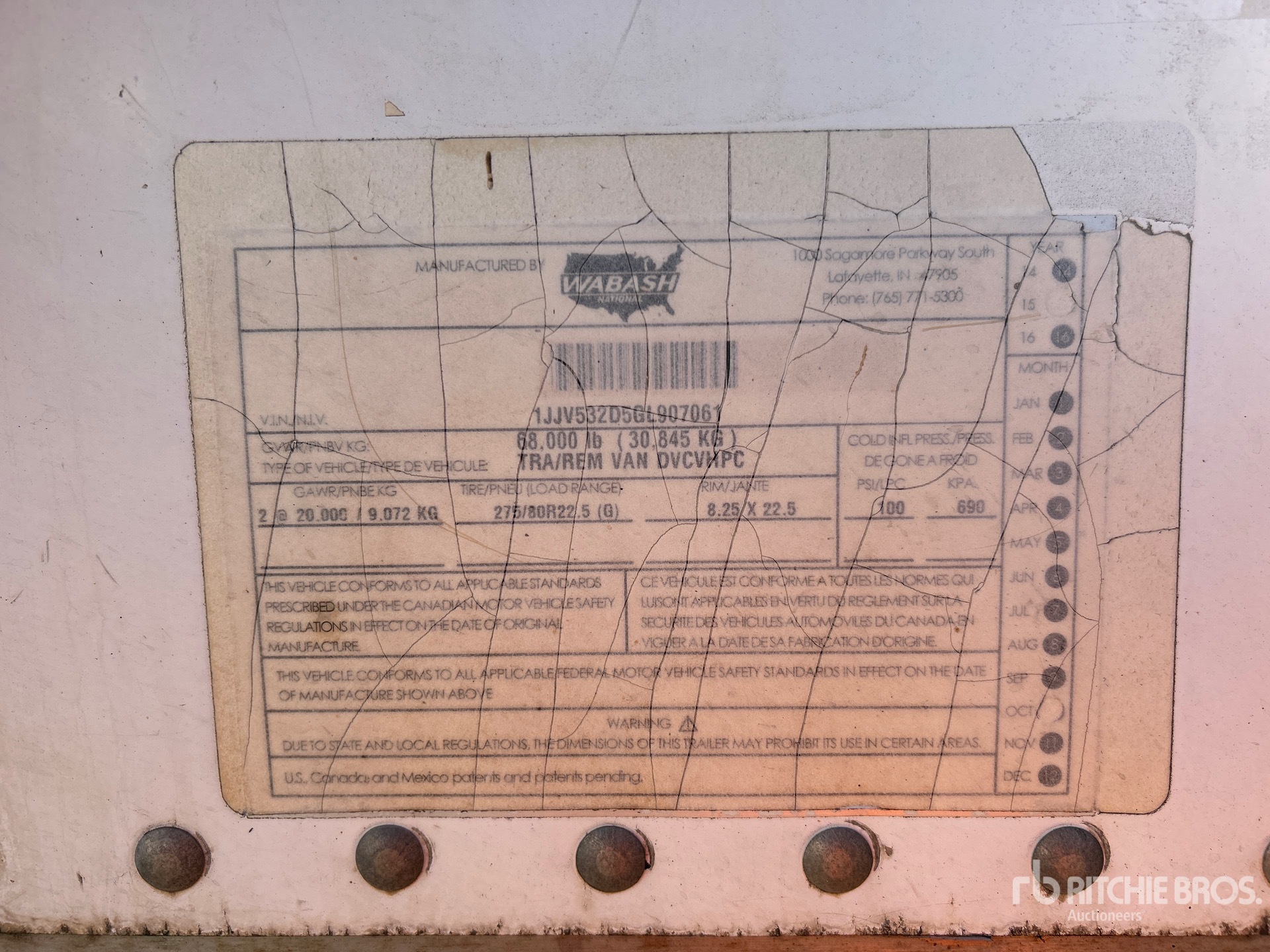 General Appearance with Serial Number / VIN