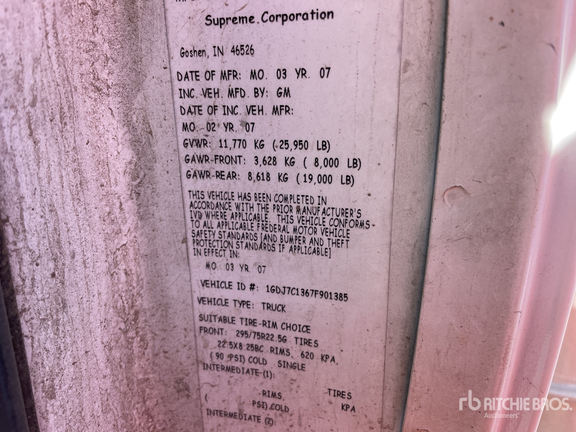 General Appearance with N.º de serie/VIN