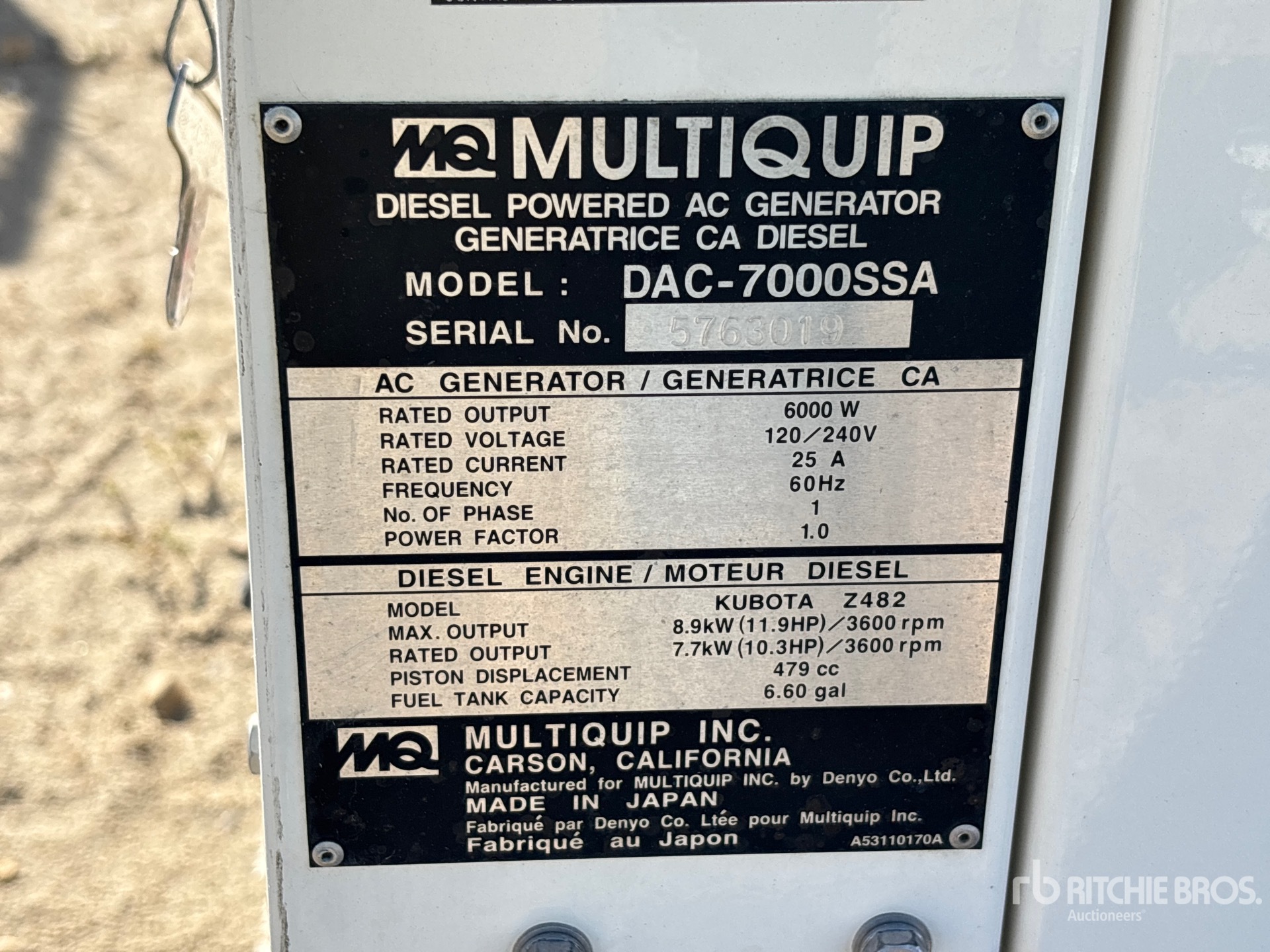 General Appearance with Serial Number / VIN