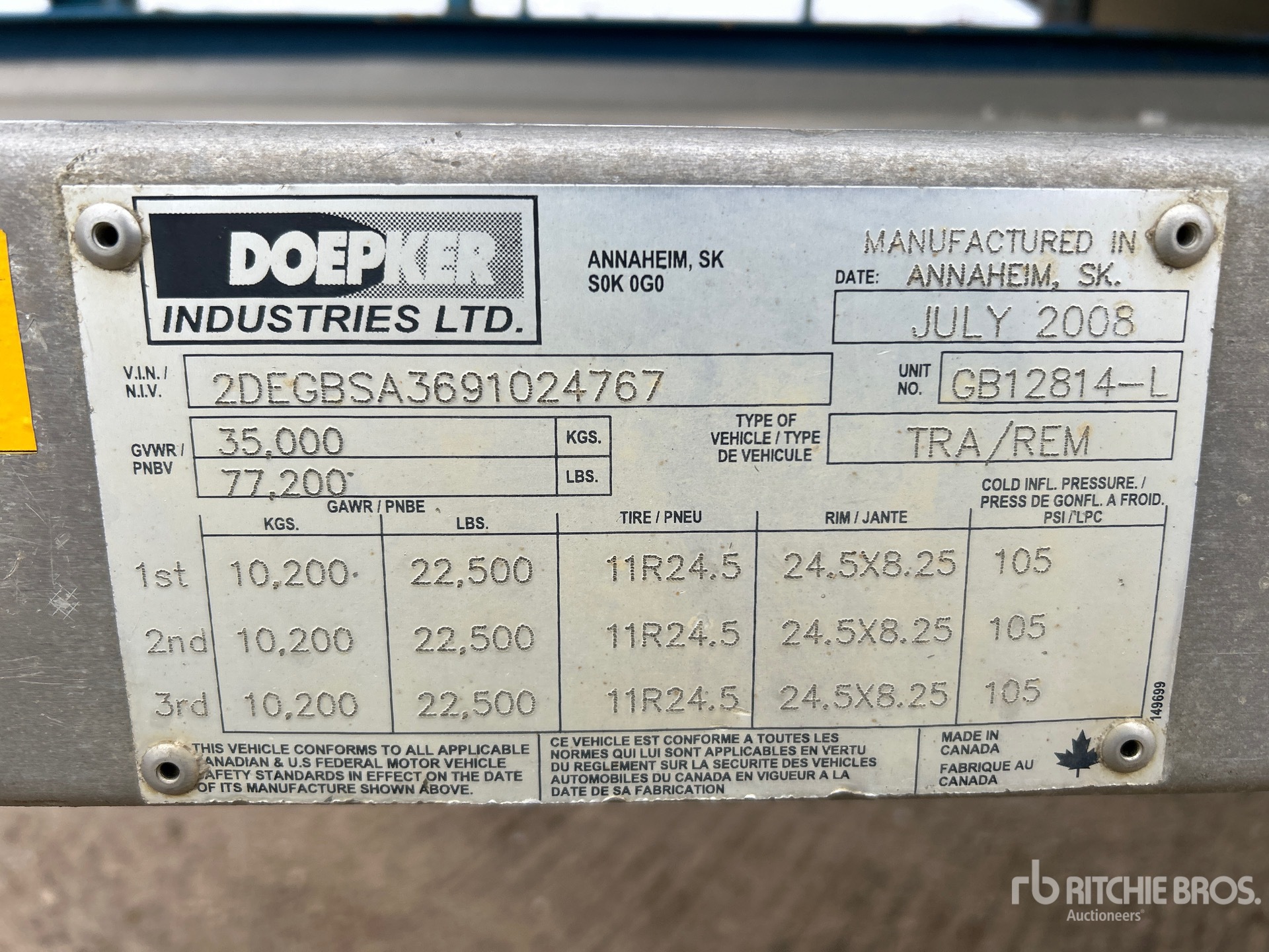 General Appearance with Serial Number / VIN