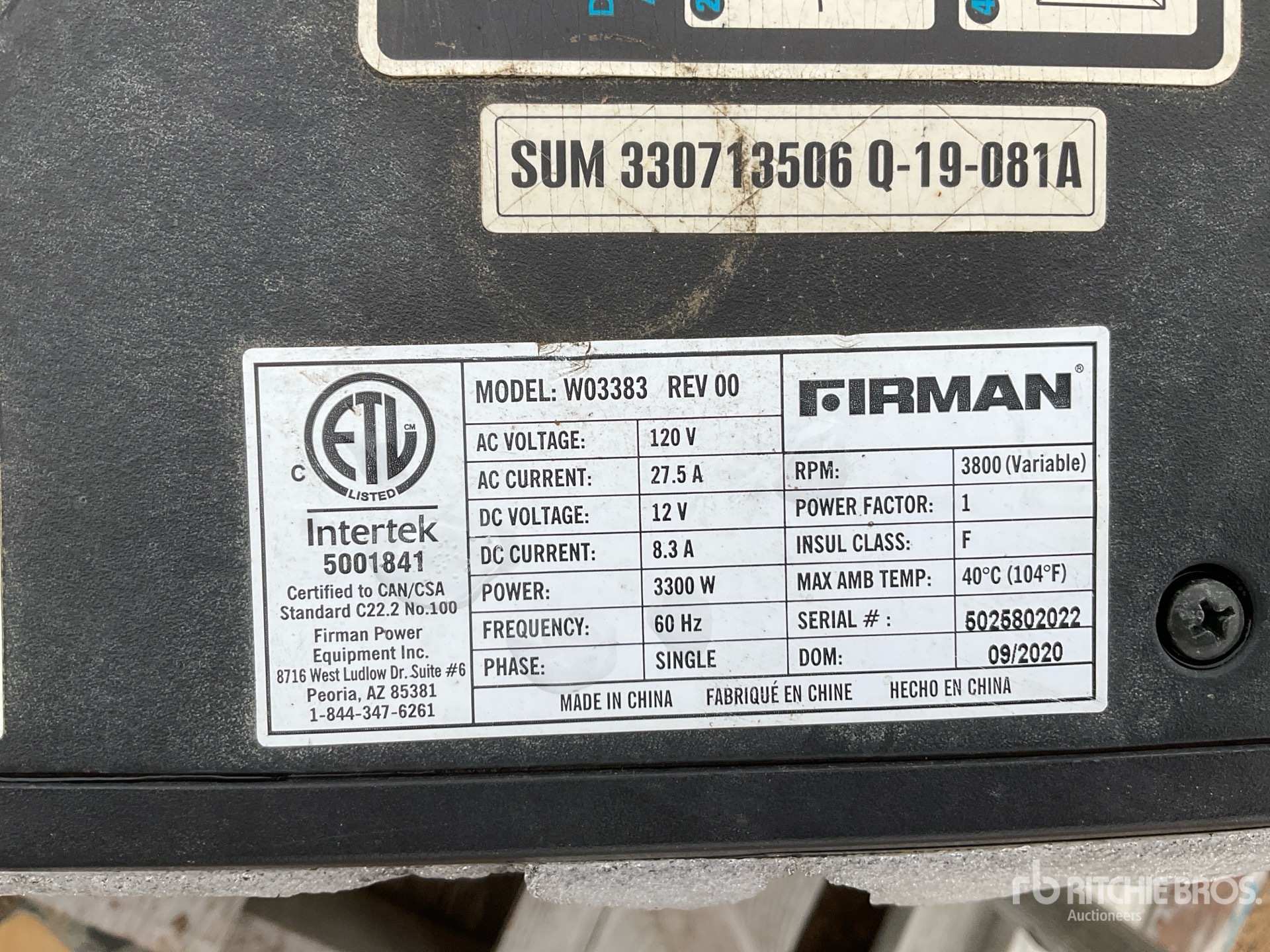 General Appearance with Serial Number / VIN