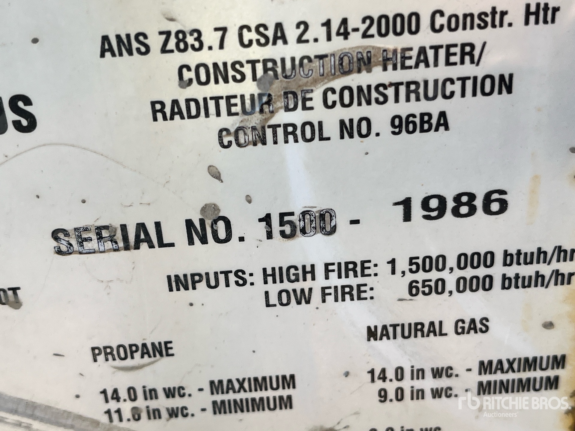 General Appearance with Serial Number / VIN
