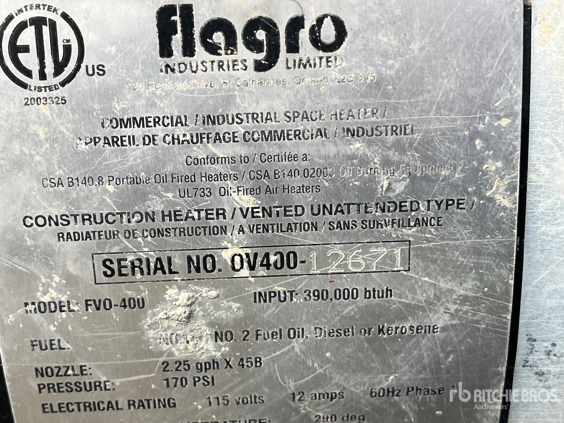 General Appearance with Serial Number / VIN