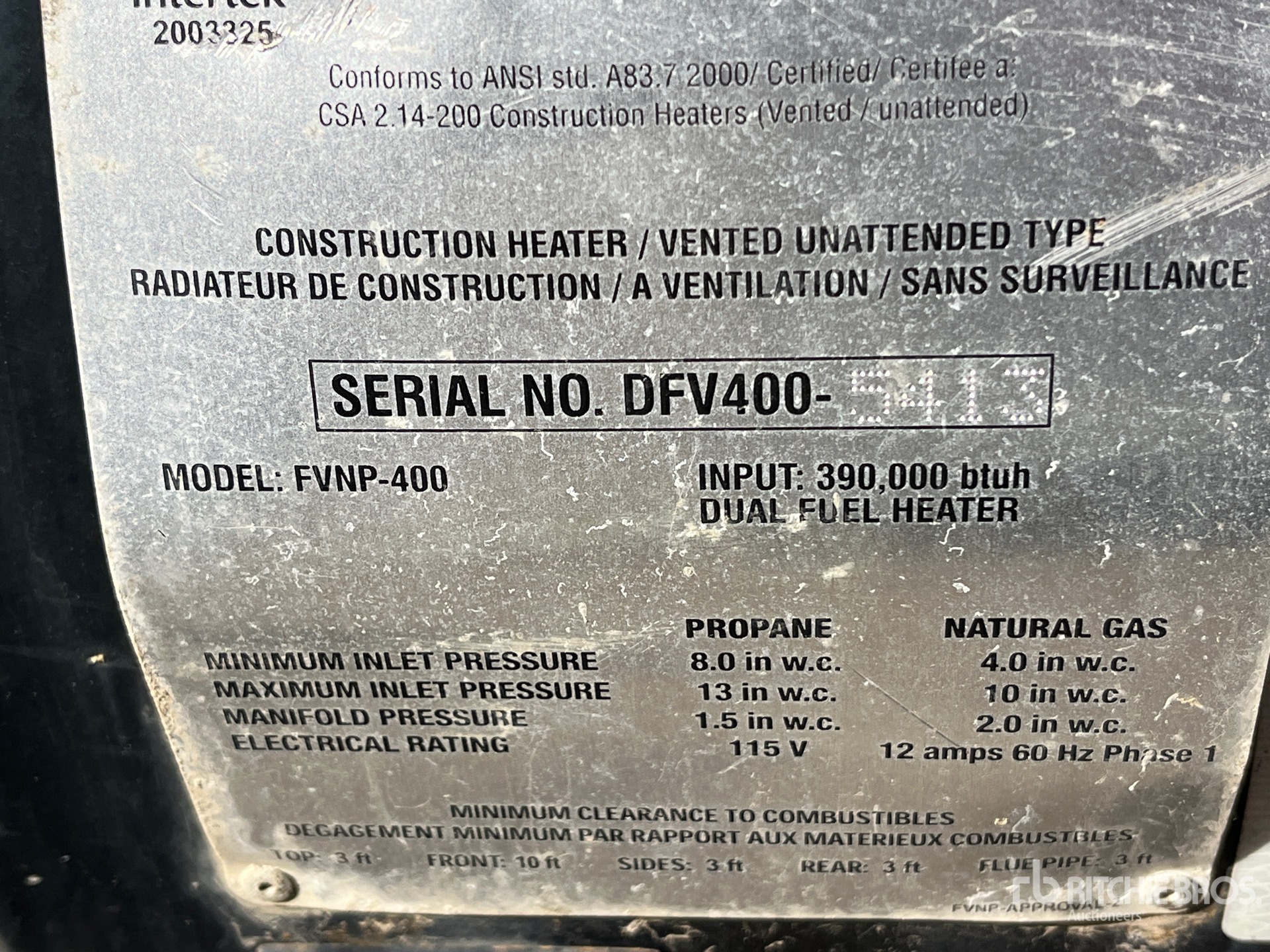 General Appearance with Serial Number / VIN