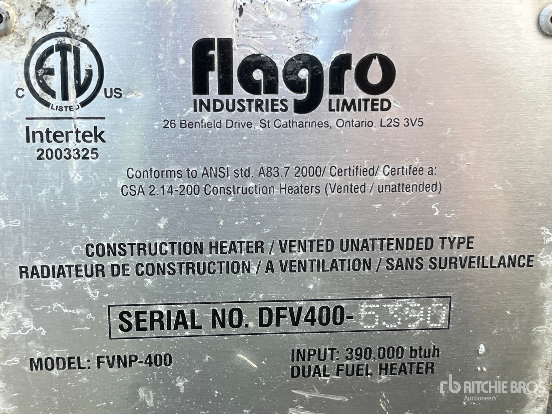 General Appearance with Serial Number / VIN