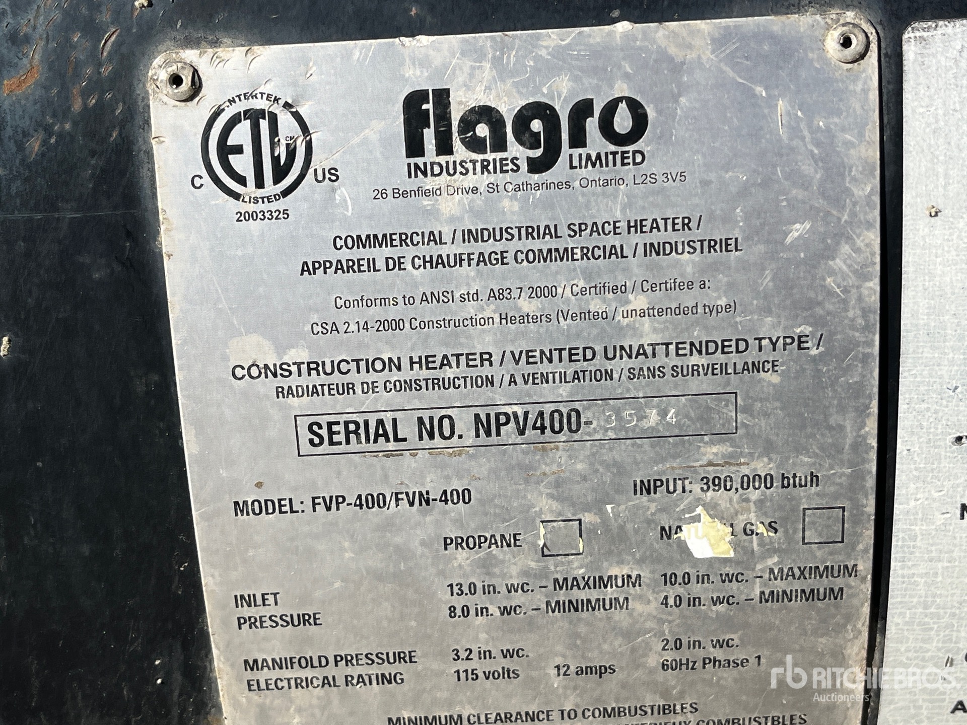 General Appearance with Serial Number / VIN