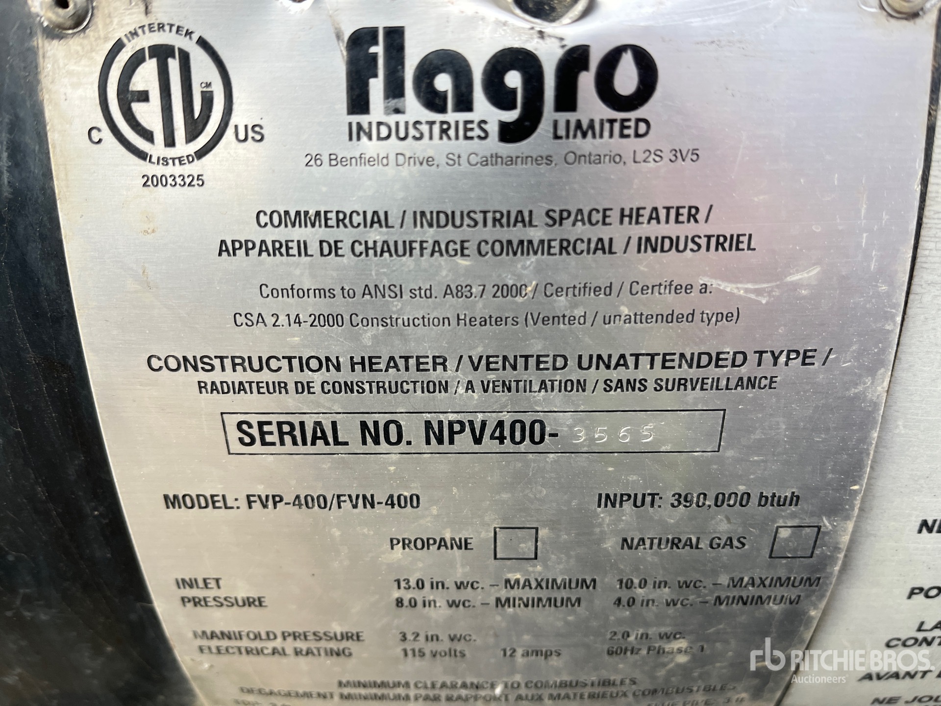 General Appearance with Serial Number / VIN