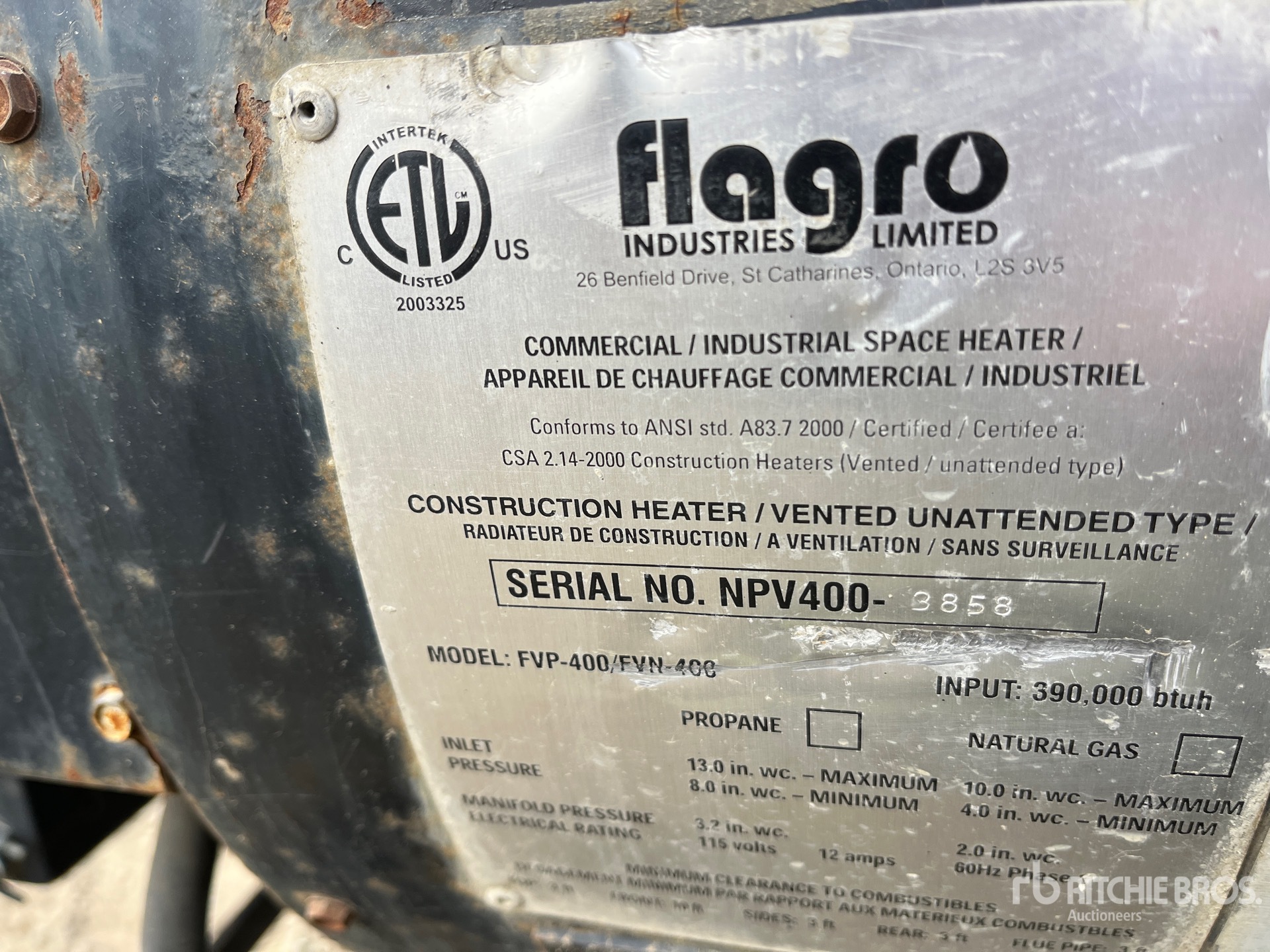 General Appearance with Serial Number / VIN