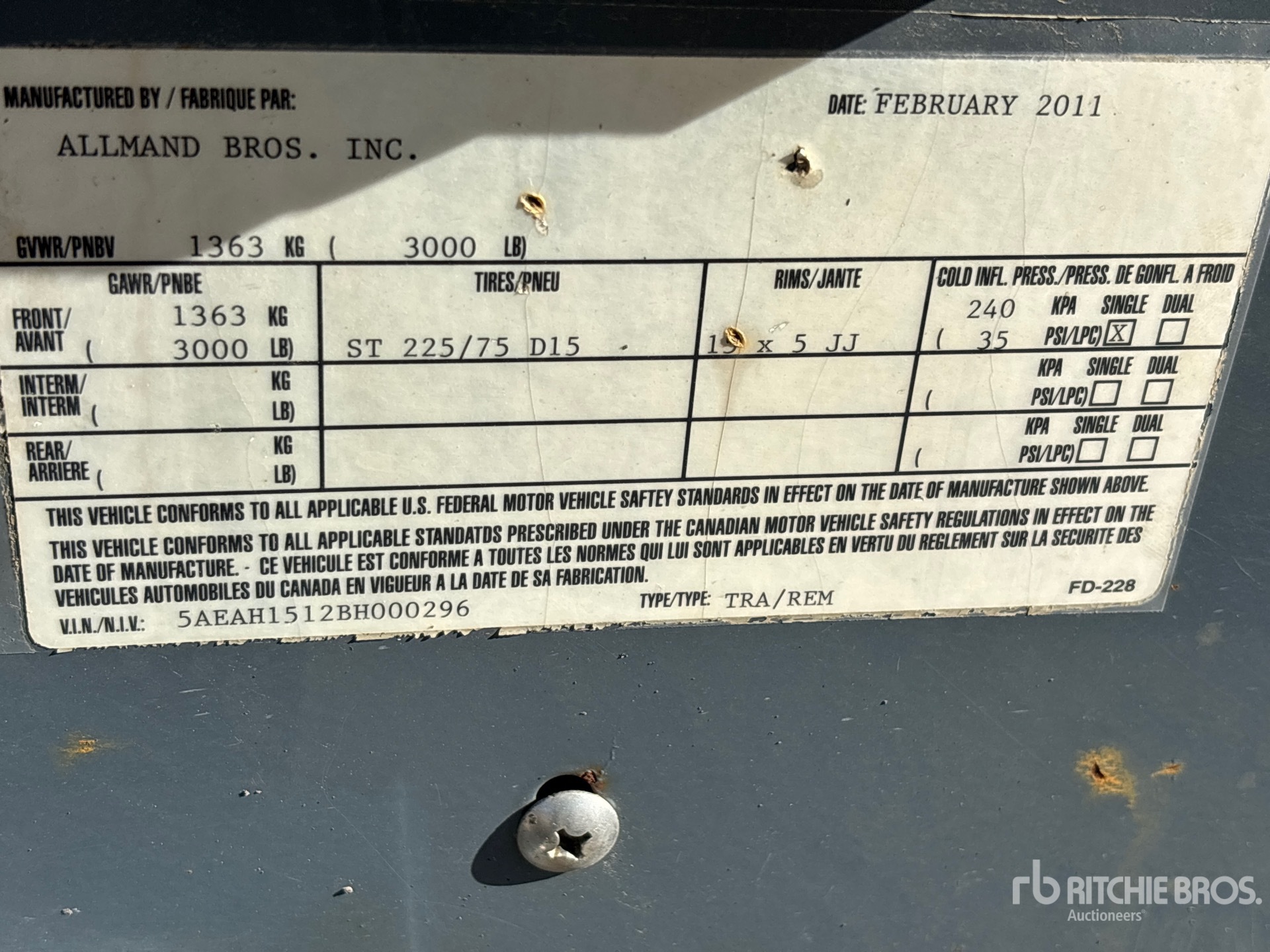 General Appearance with Serial Number / VIN