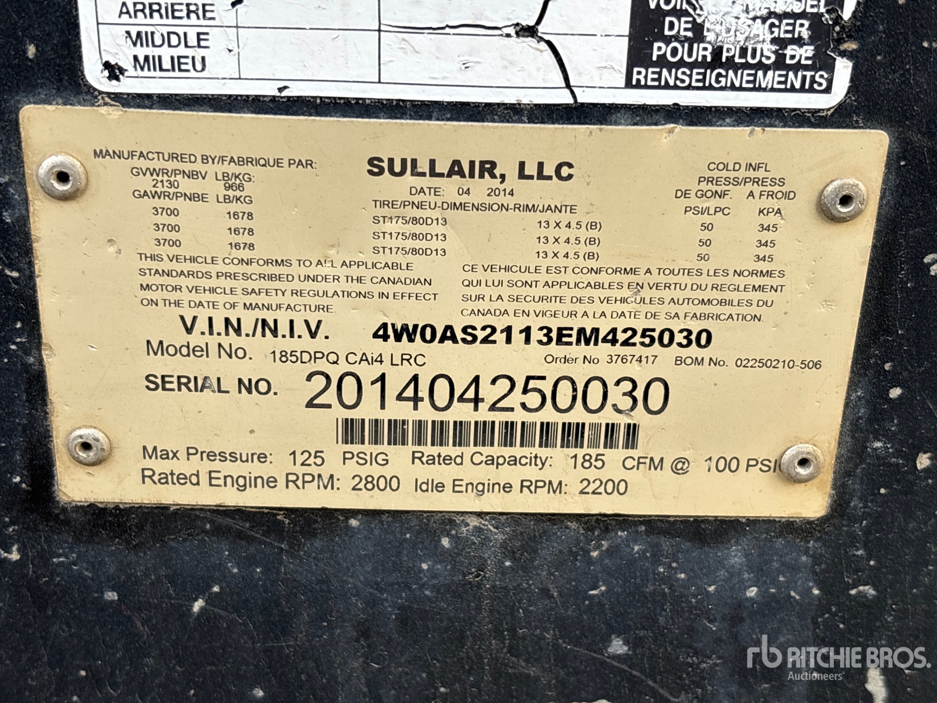 General Appearance with Serial Number / VIN