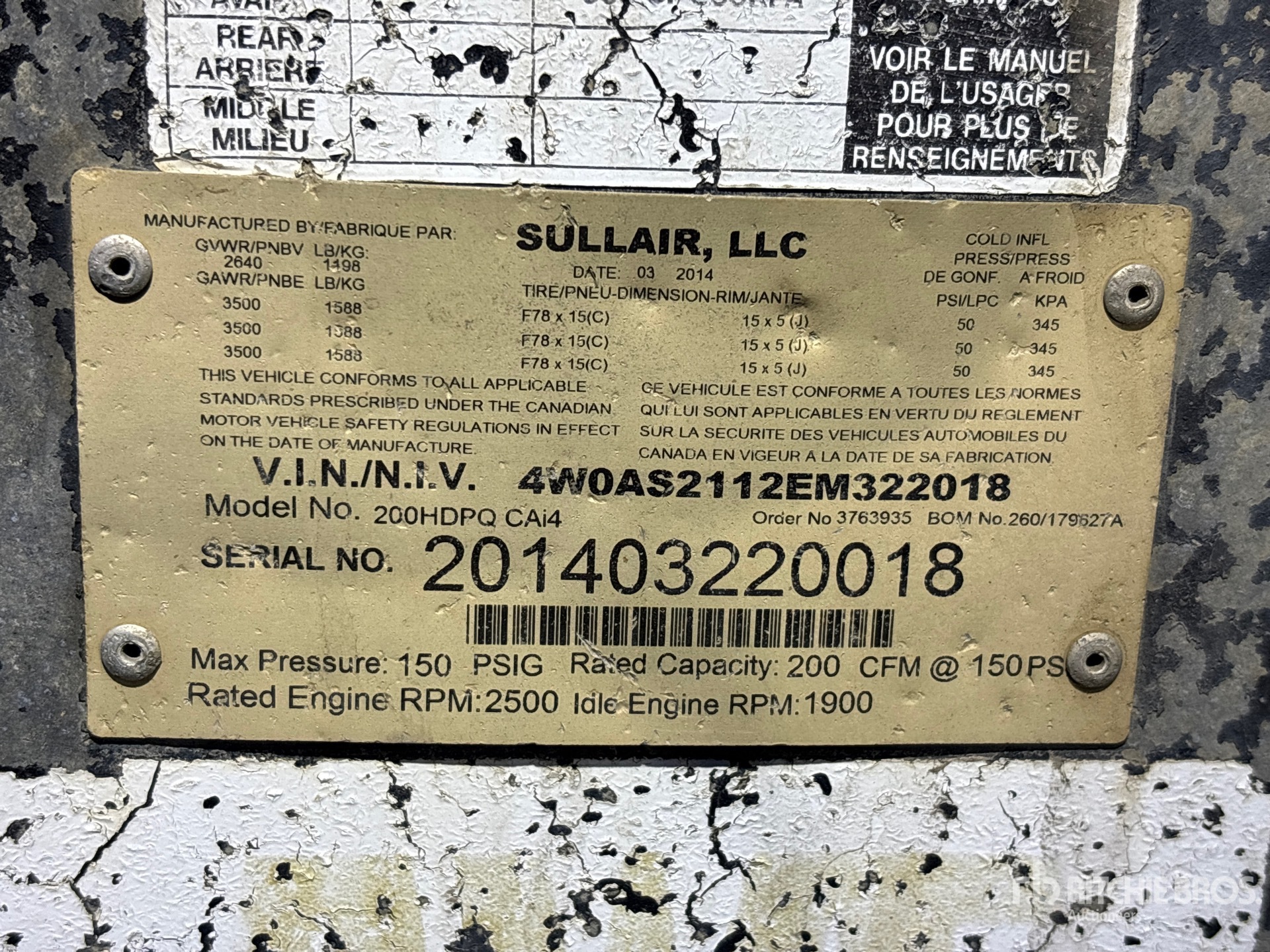 General Appearance with Serial Number / VIN