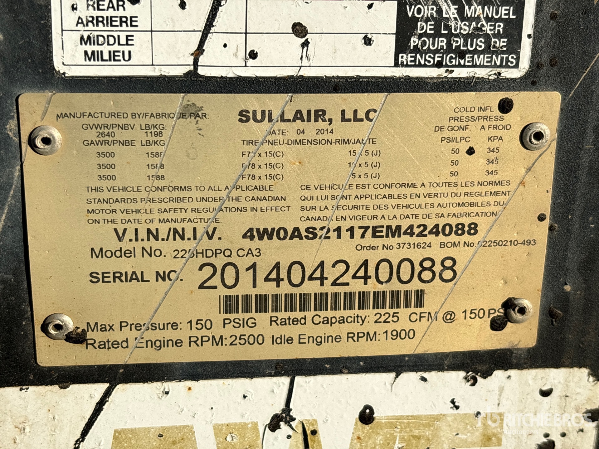 General Appearance with Serial Number / VIN