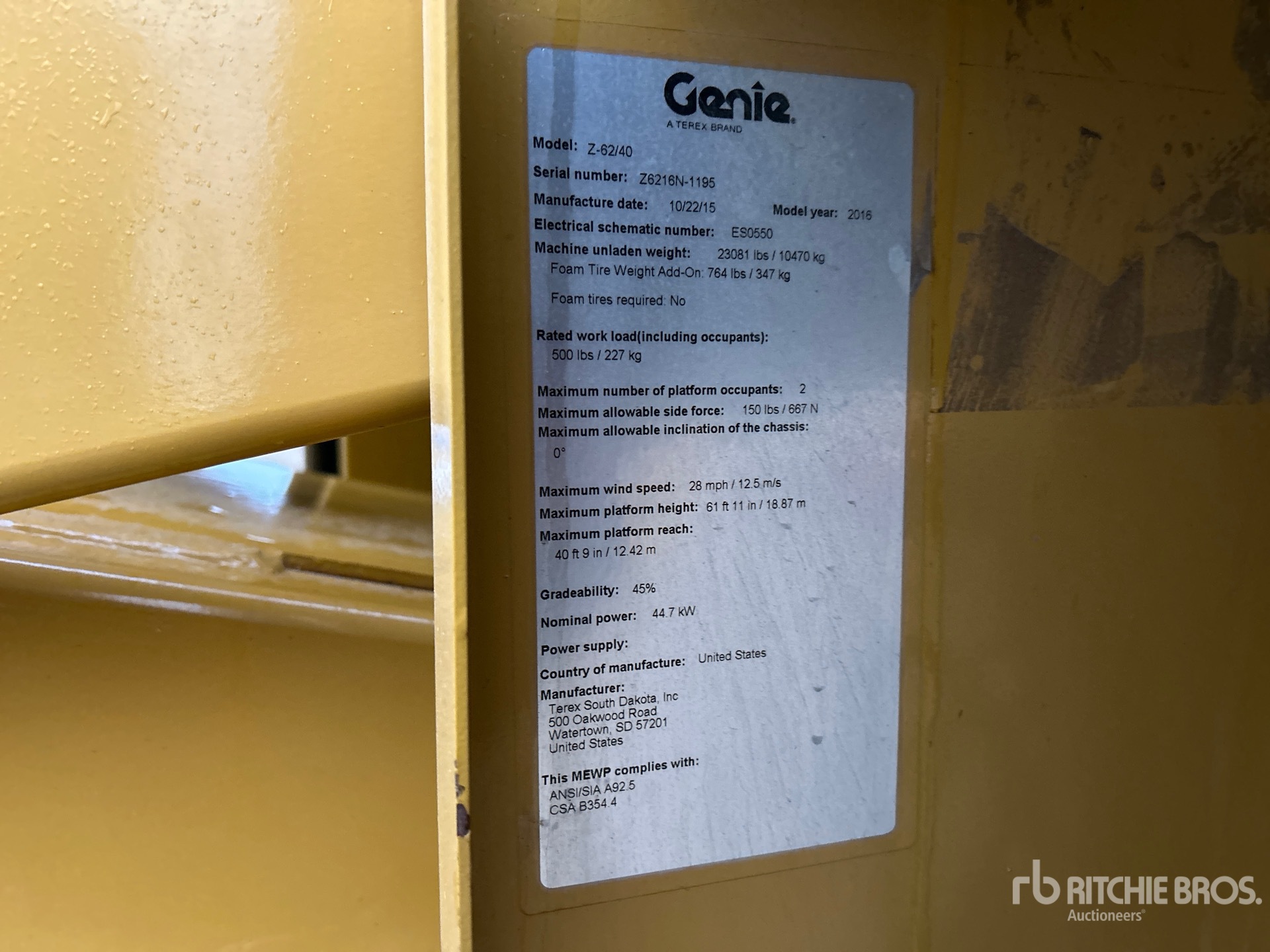 General Appearance with Serial Number / VIN