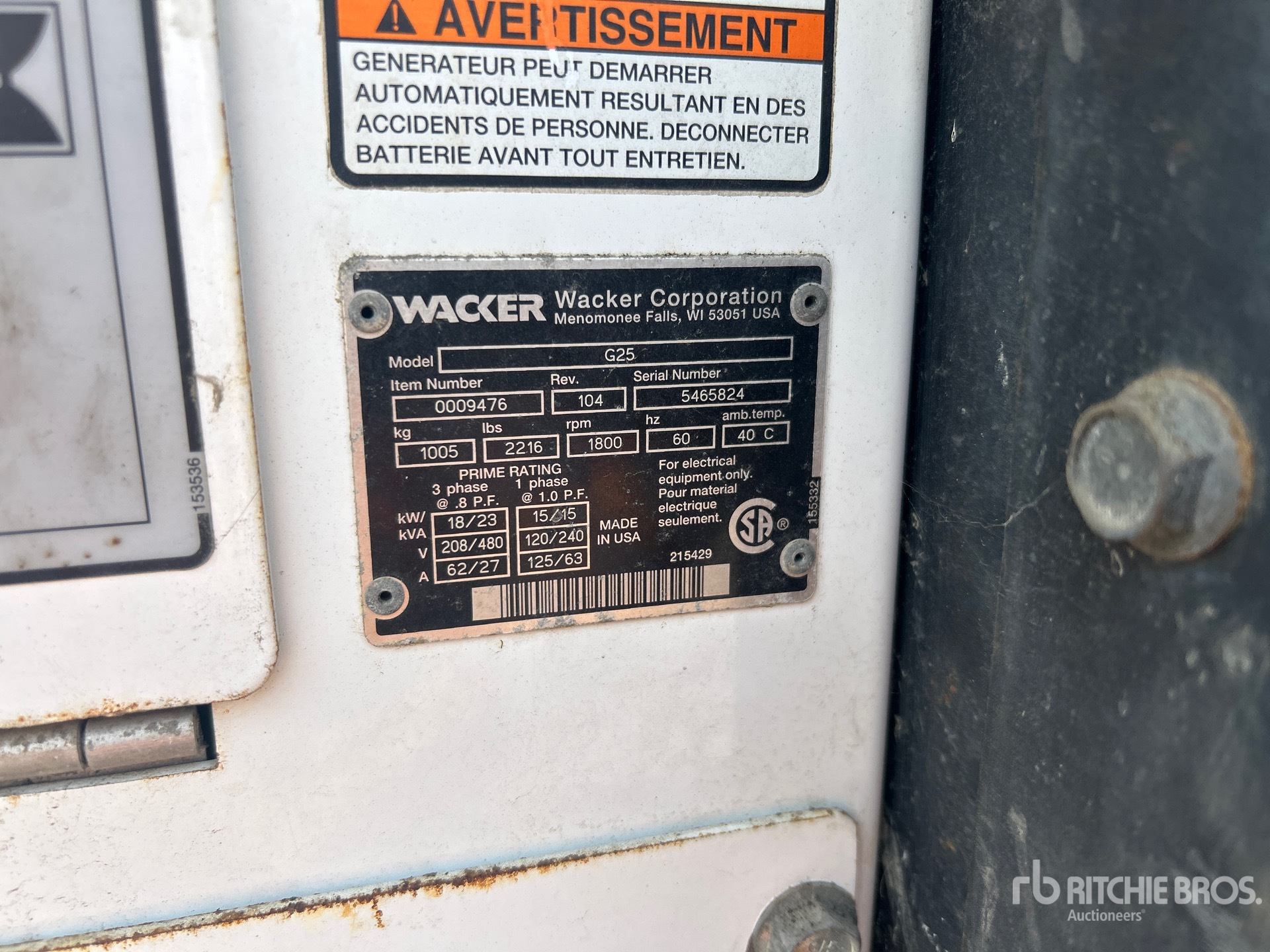 General Appearance with Serial Number / VIN