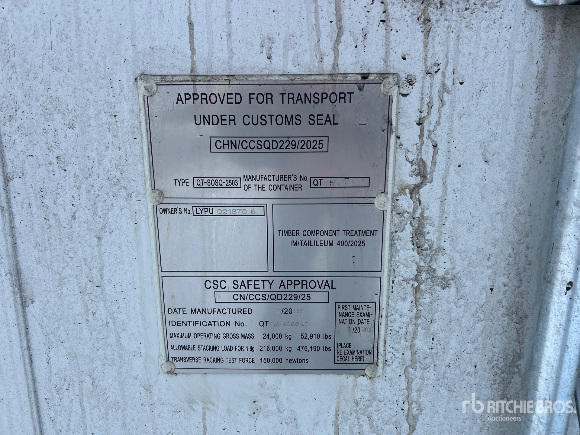 General Appearance with Serial Number / VIN