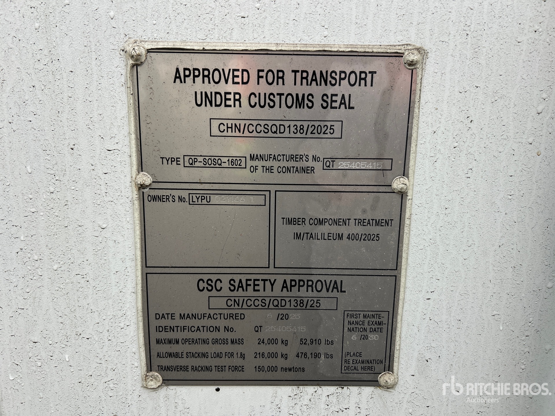 General Appearance with Serial Number / VIN