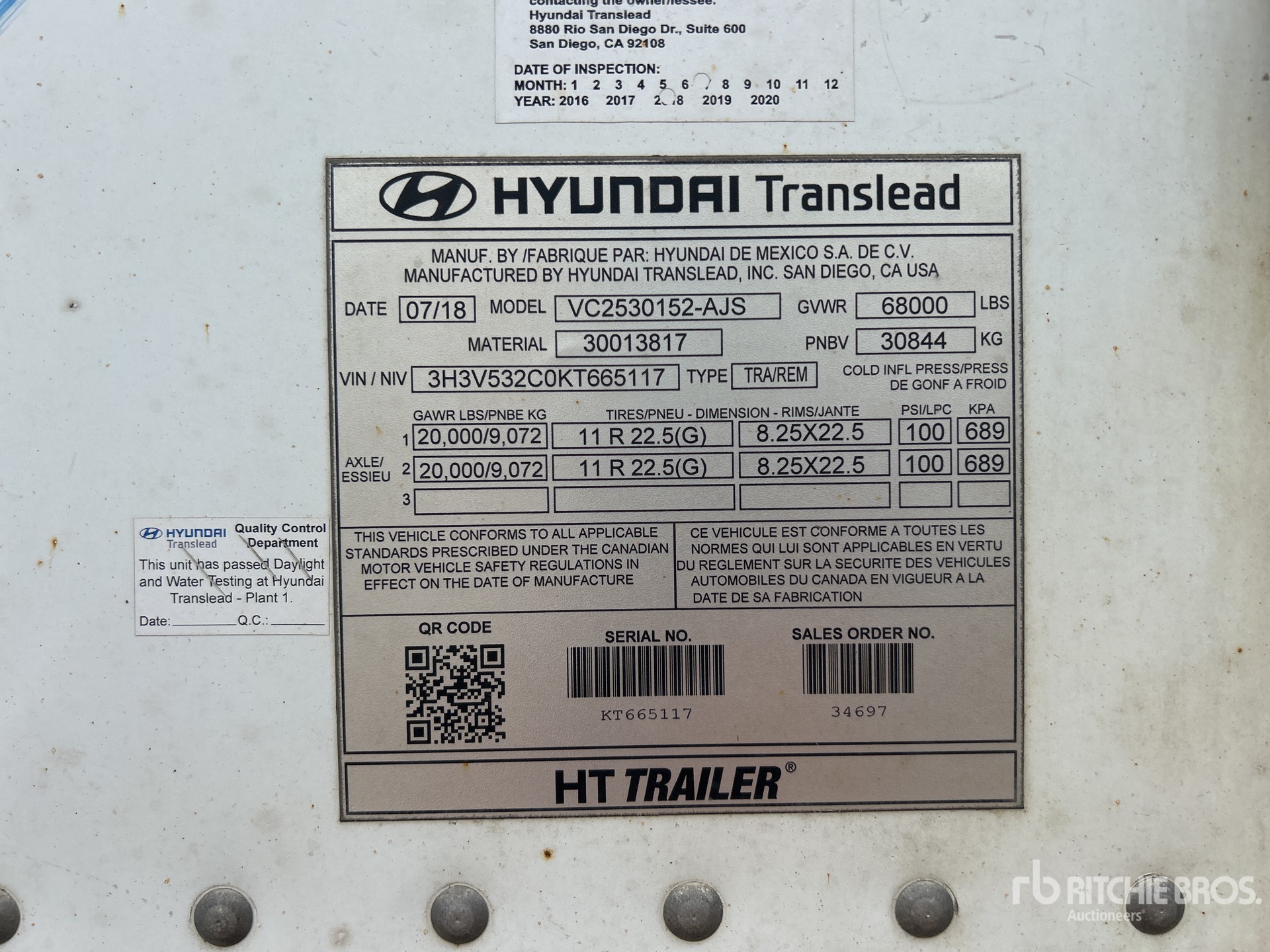 General Appearance with Serial Number / VIN