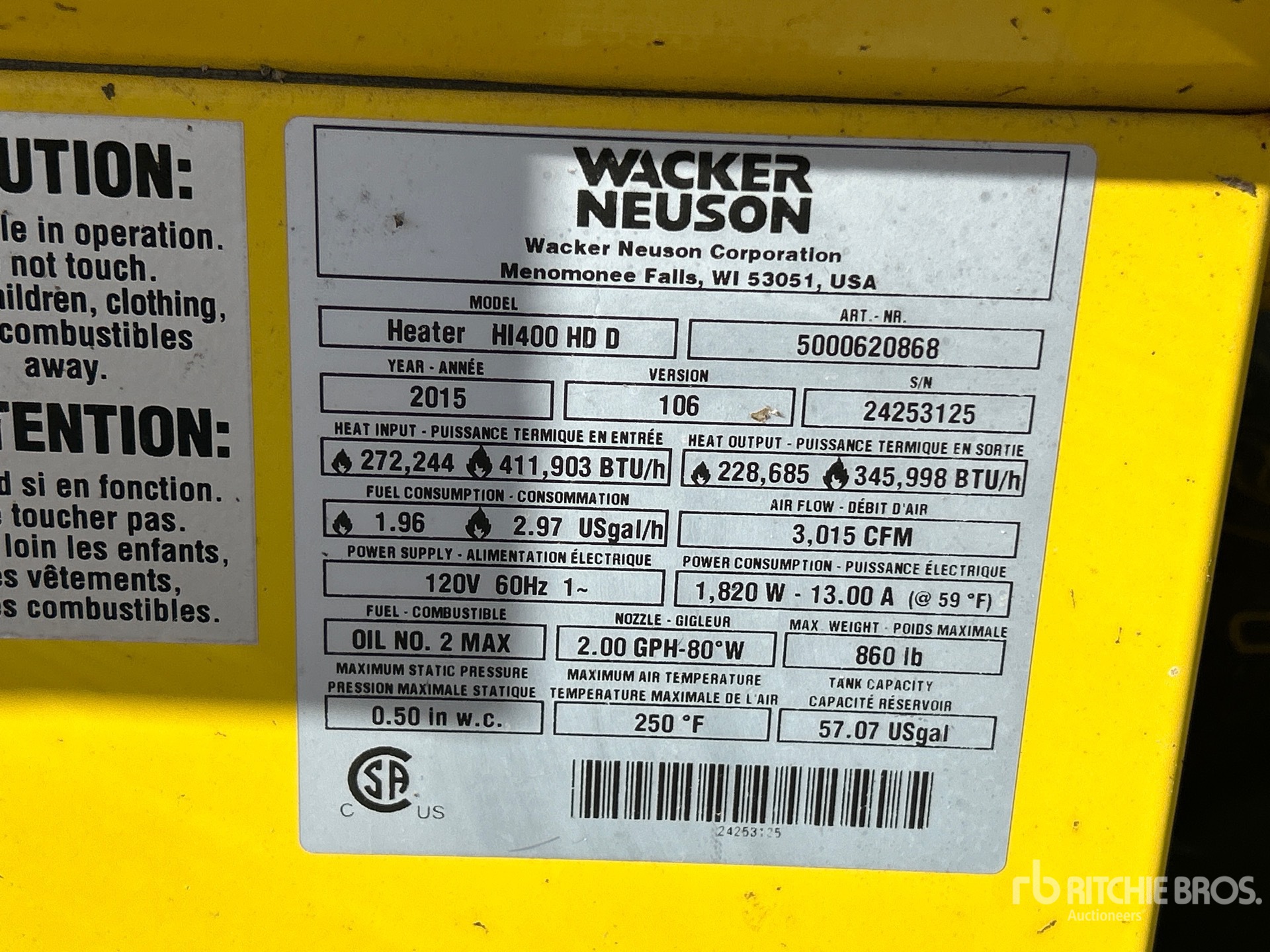 General Appearance with Serial Number / VIN