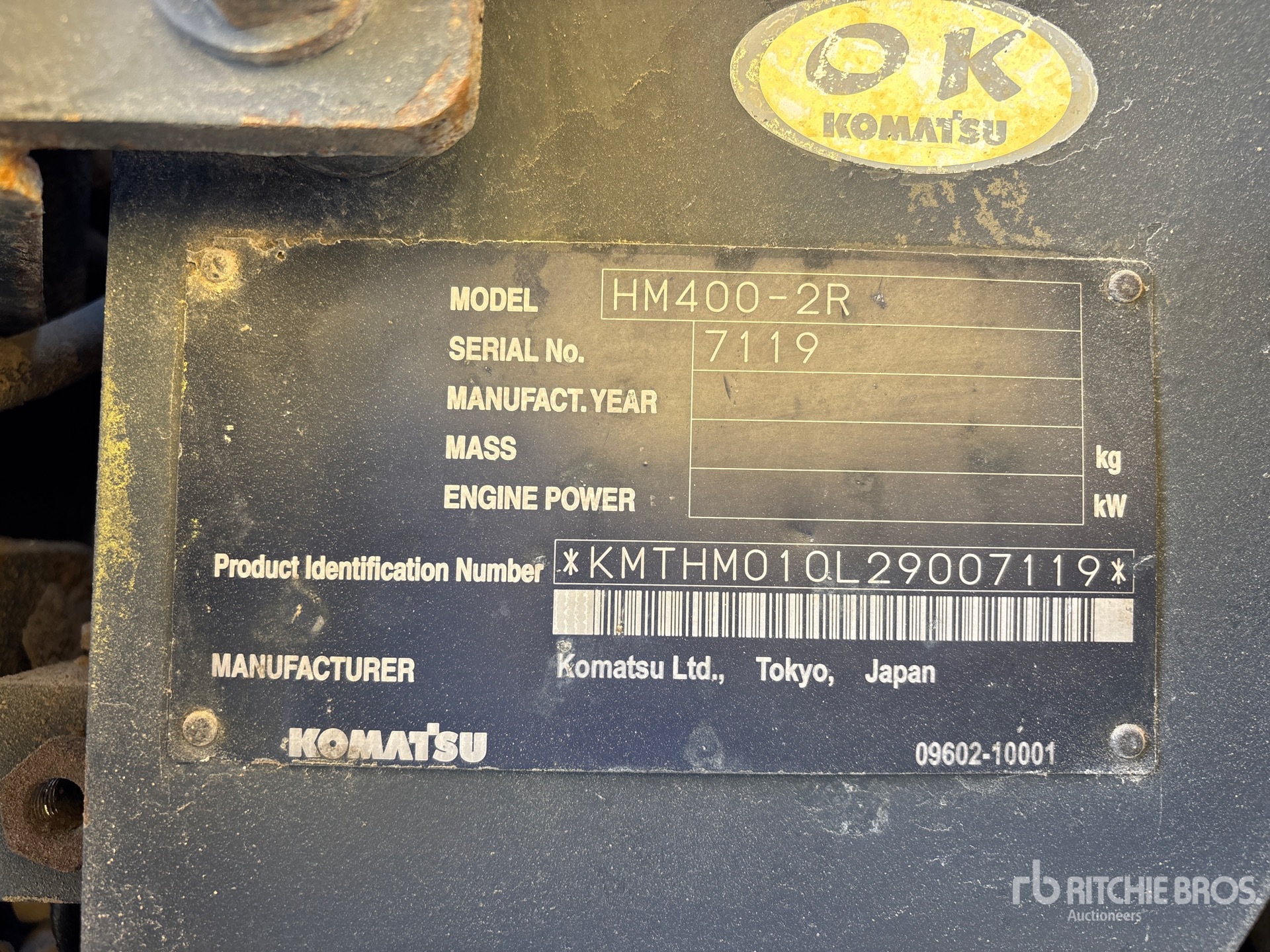 General Appearance with Serial Number / VIN