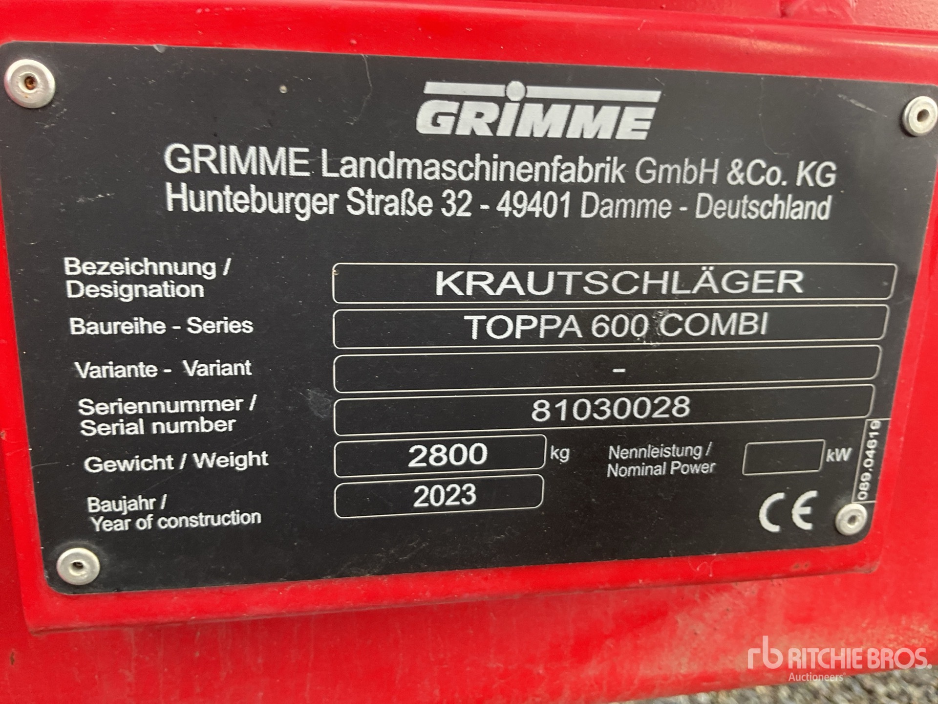General Appearance with Serial Number / VIN