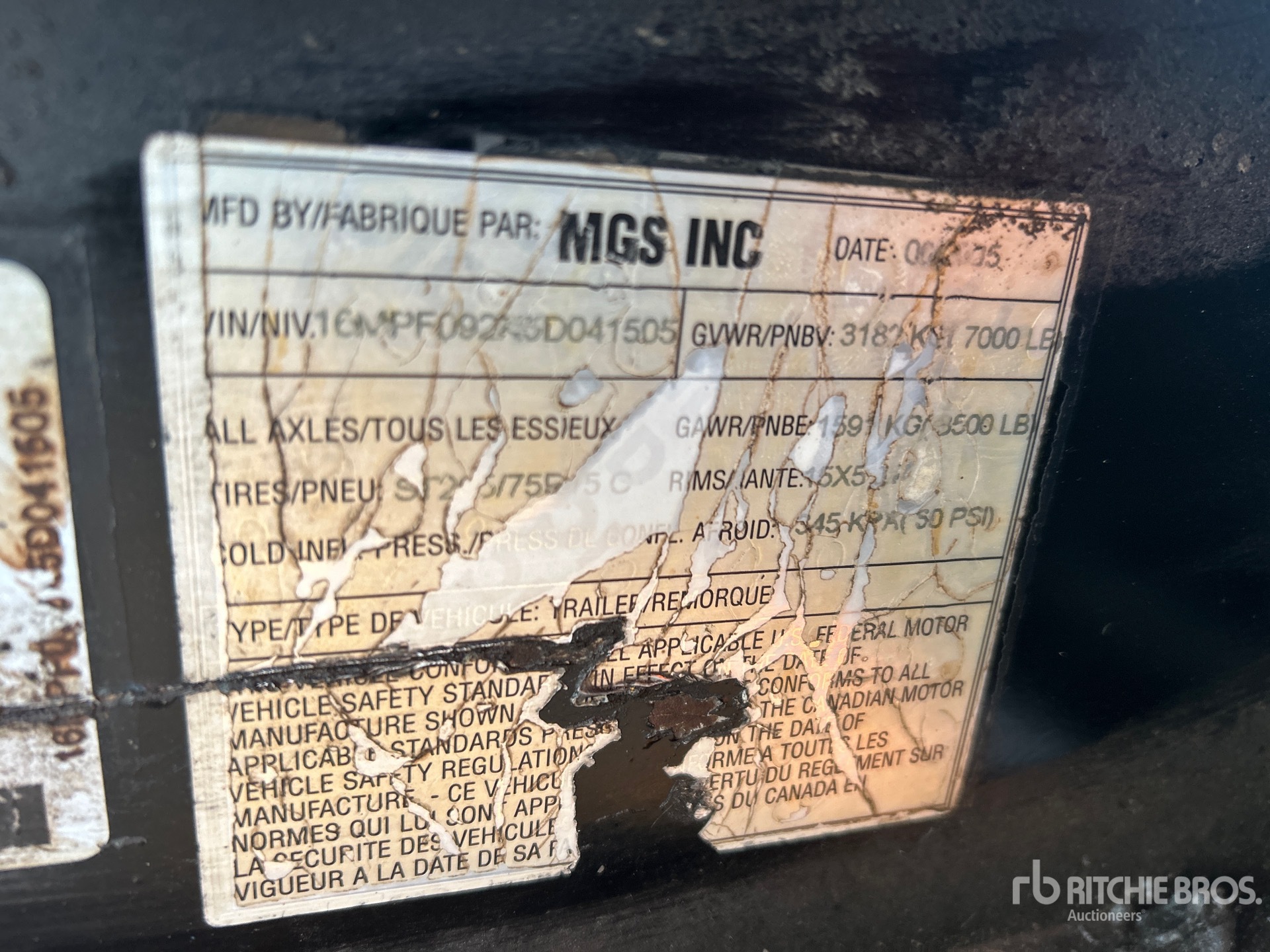 General Appearance with Serial Number / VIN