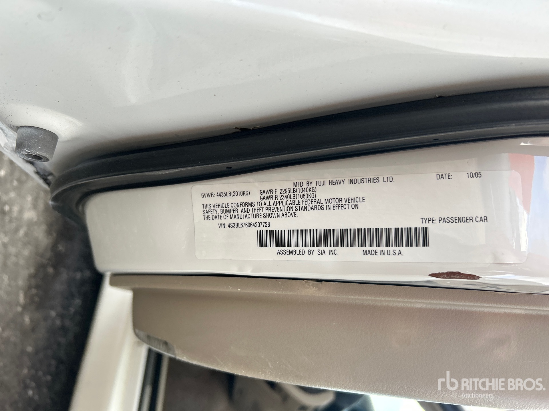 General Appearance with Serial Number / VIN