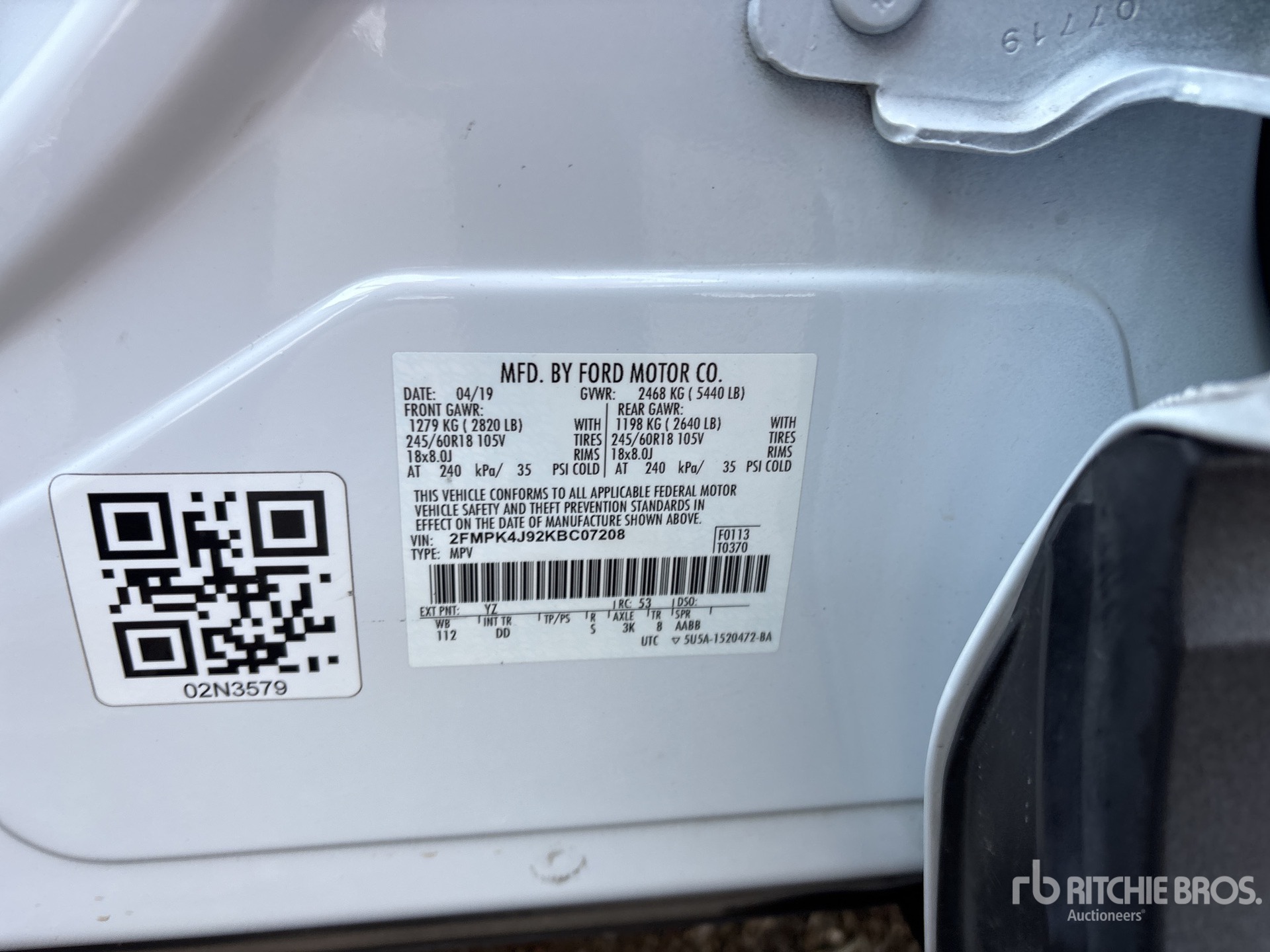 General Appearance with Serial Number / VIN