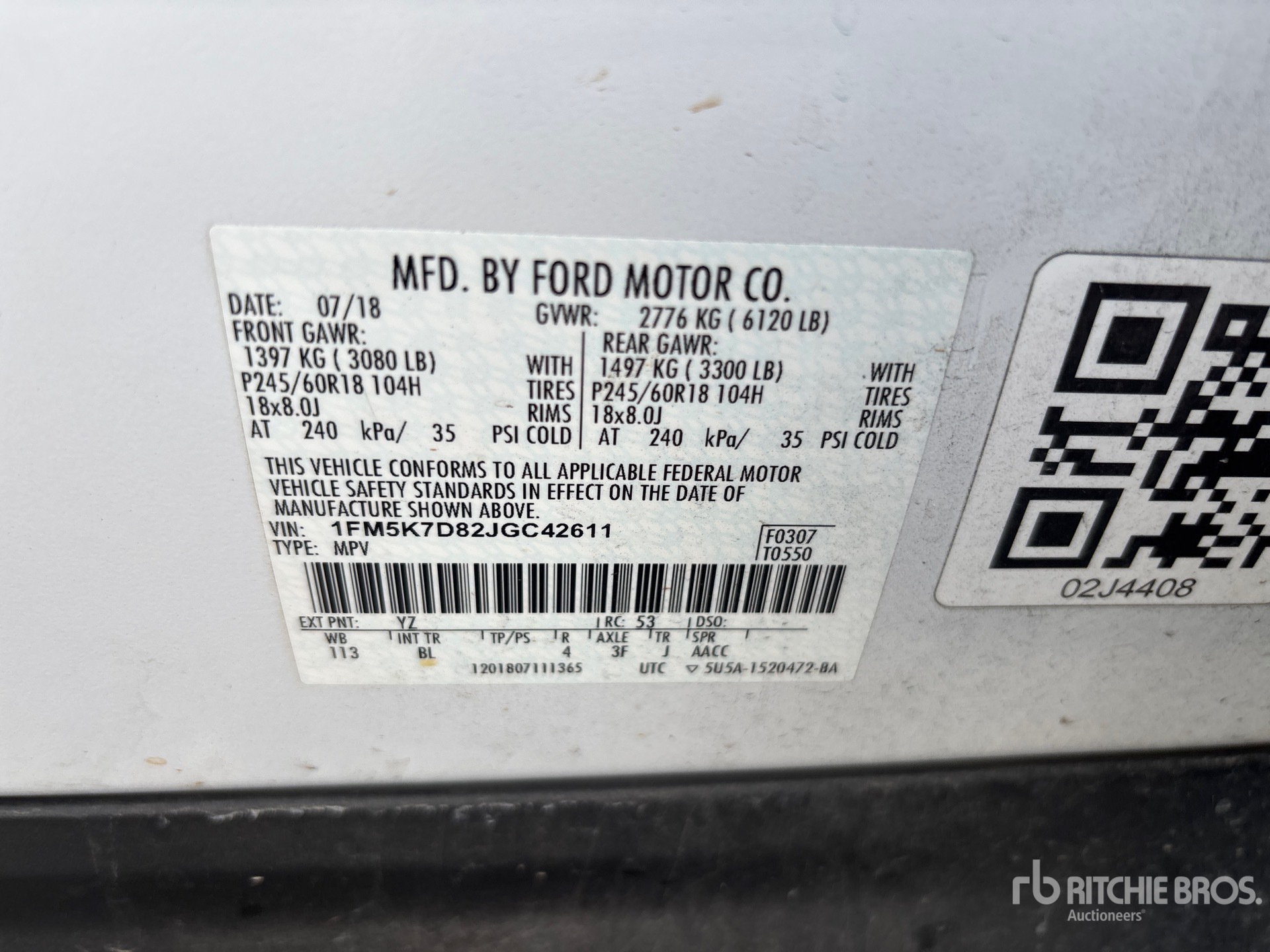 General Appearance with Serial Number / VIN