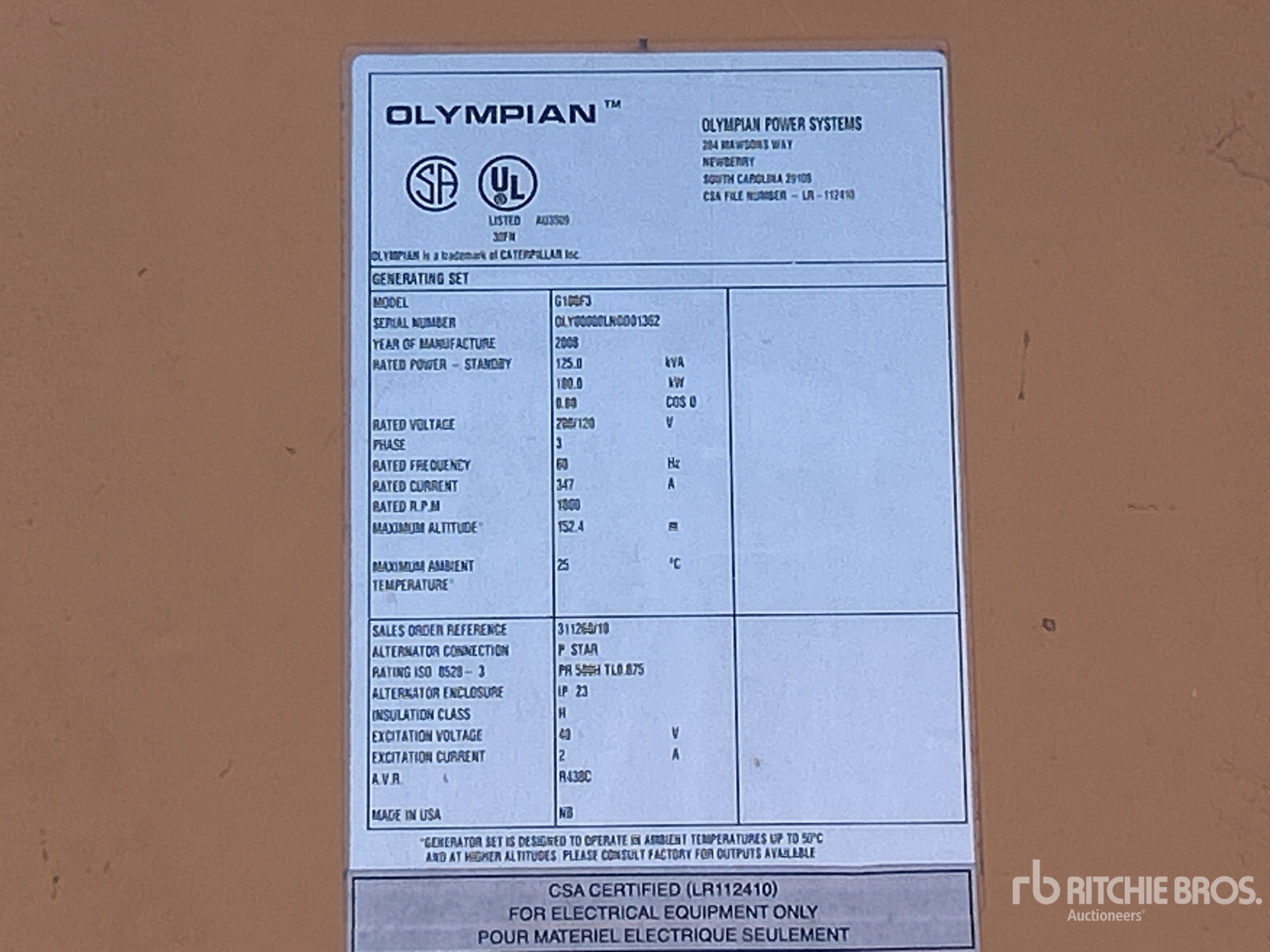 General Appearance with Serial Number / VIN