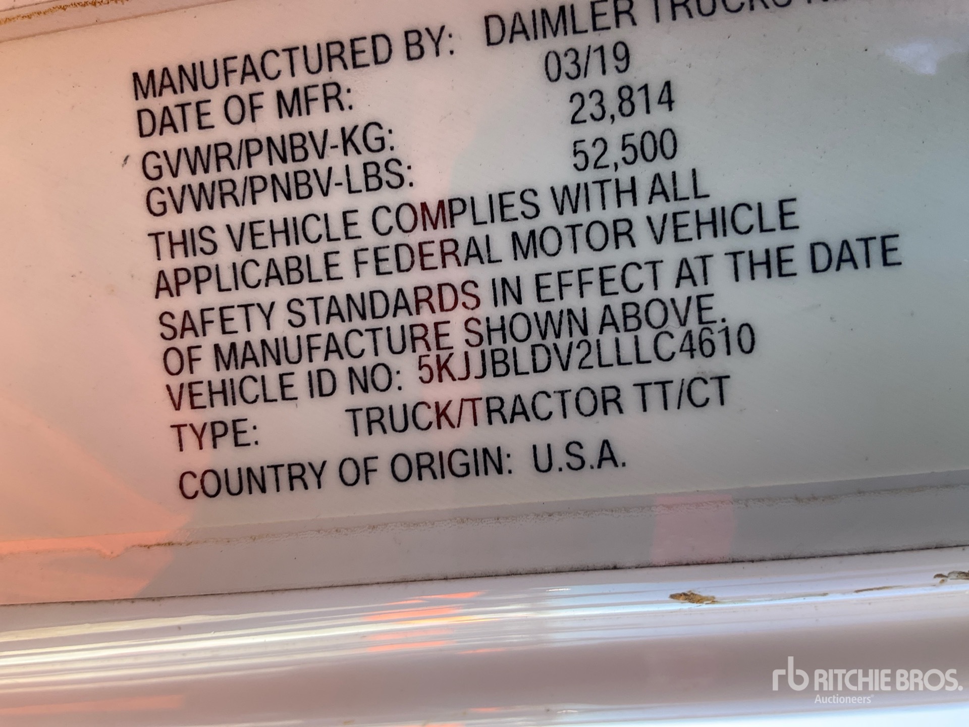 General Appearance with Serial Number / VIN