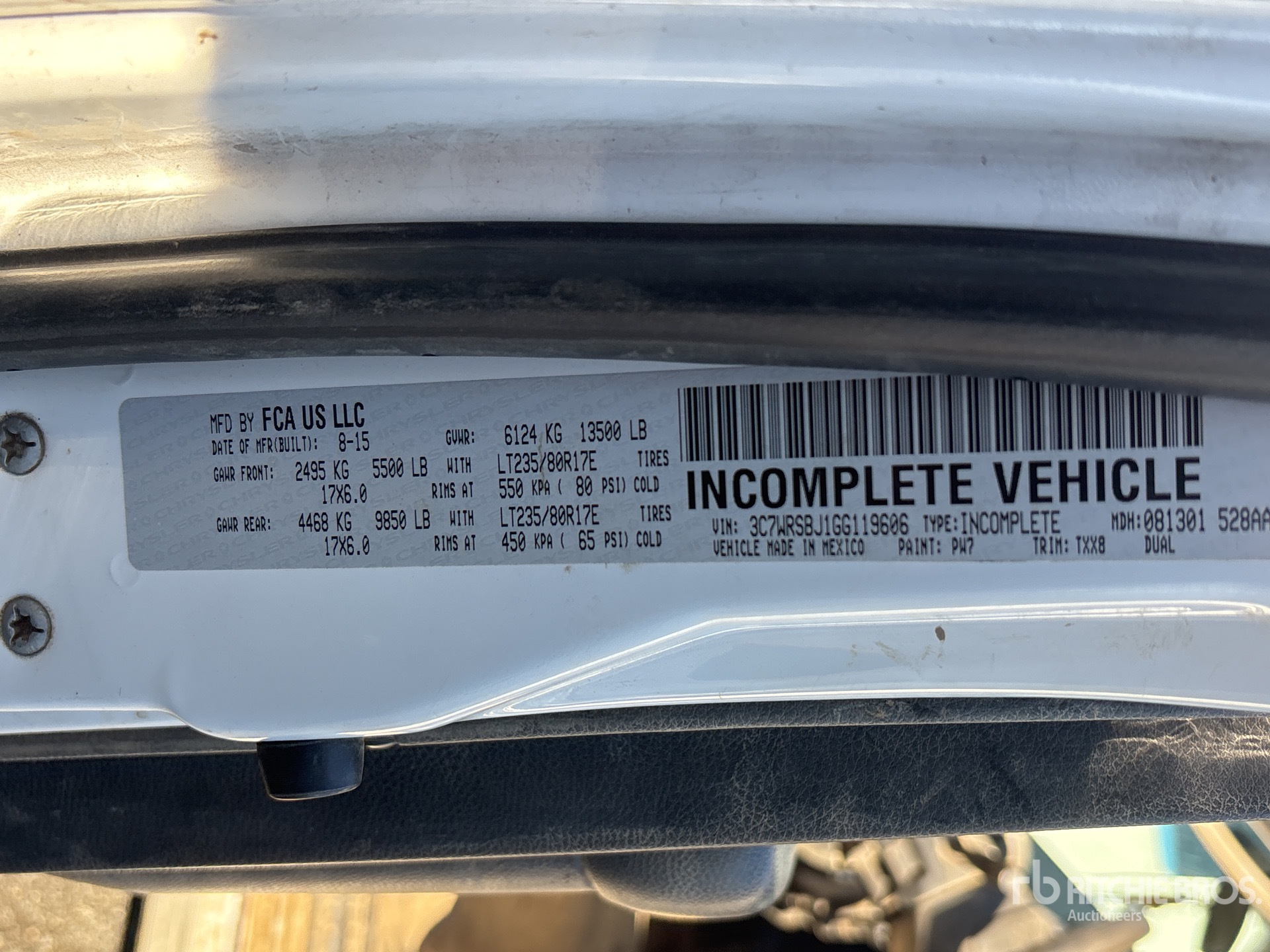 General Appearance with Serial Number / VIN