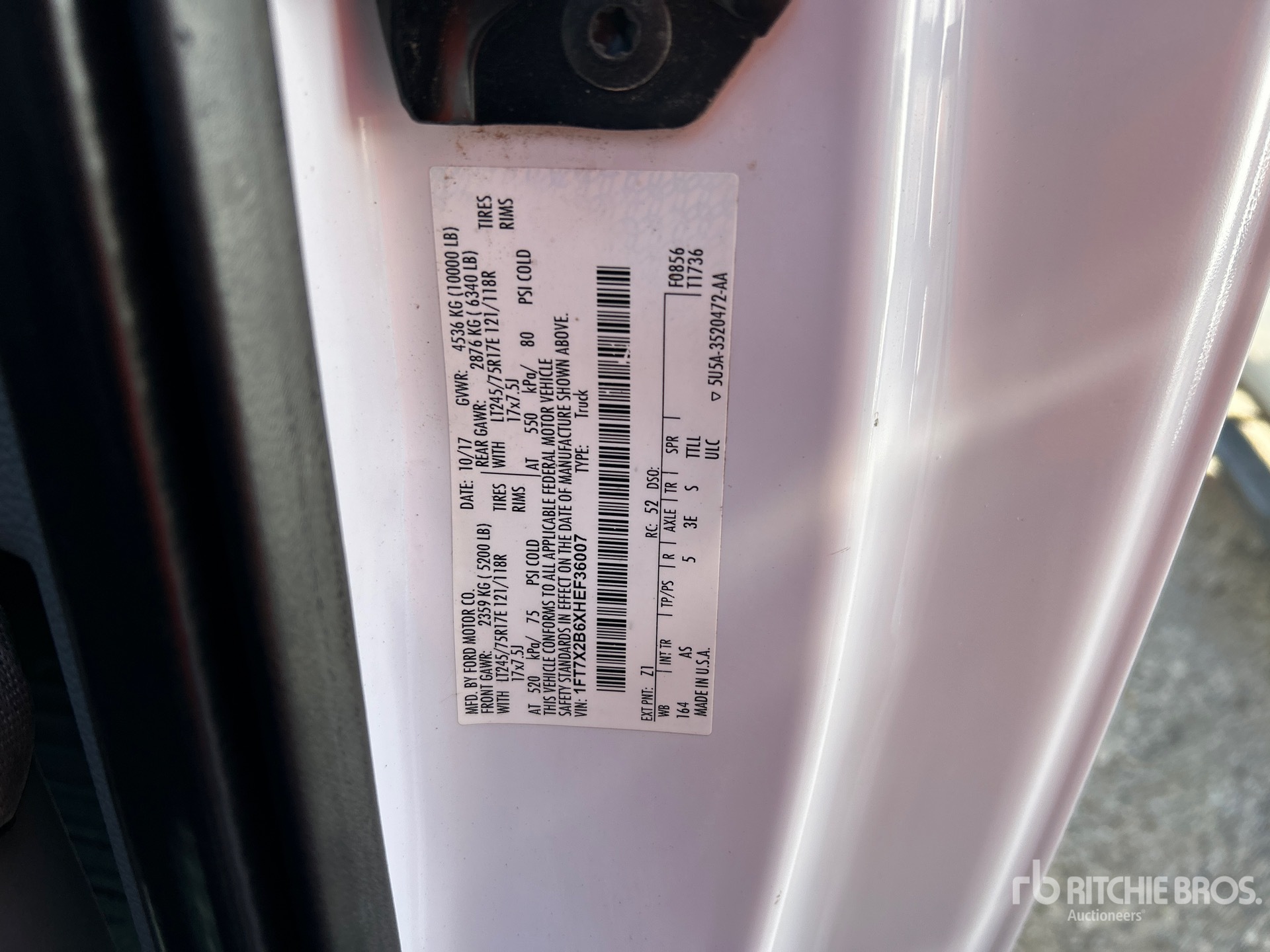 General Appearance with Serial Number / VIN