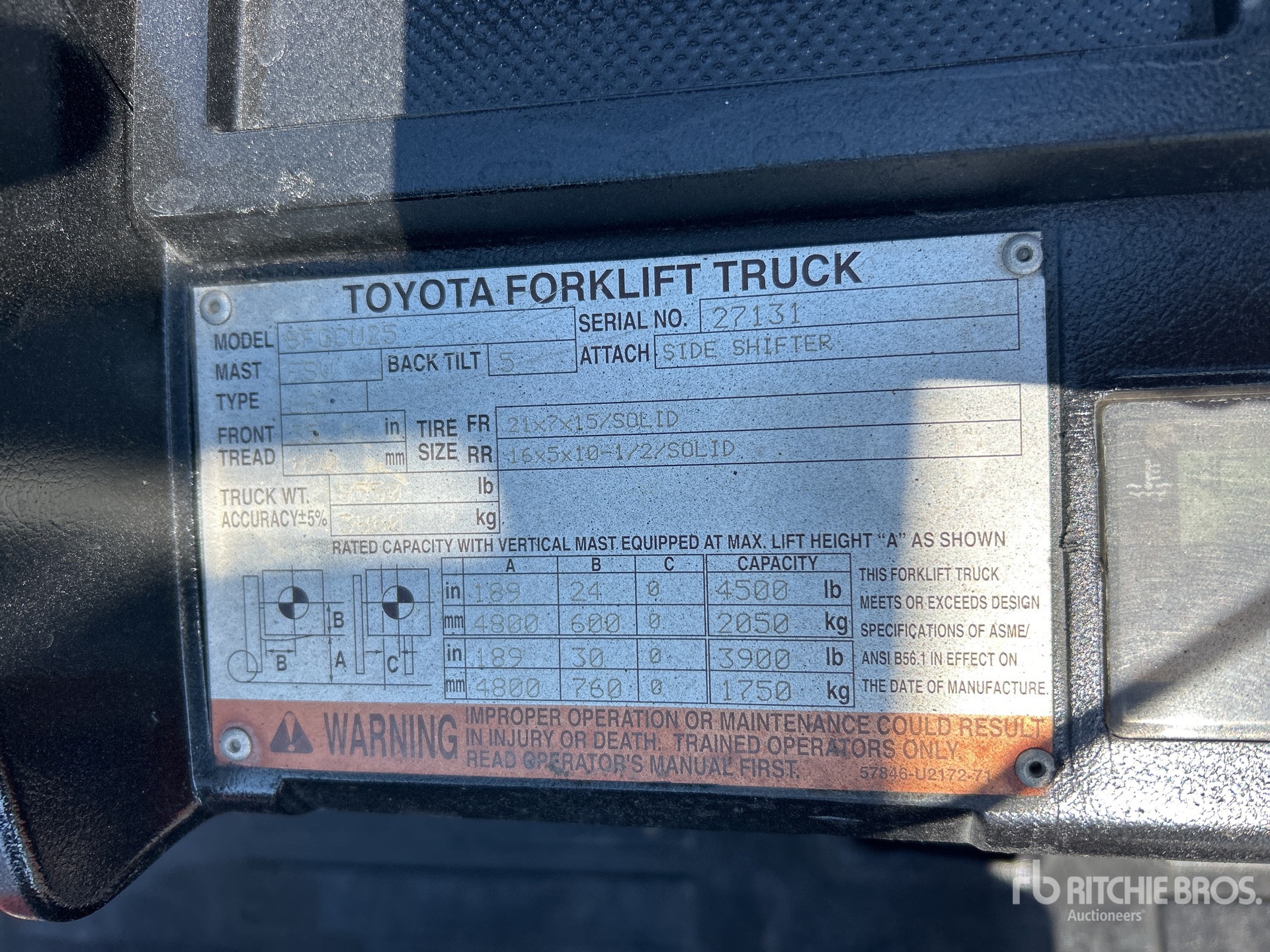General Appearance with Serial Number / VIN
