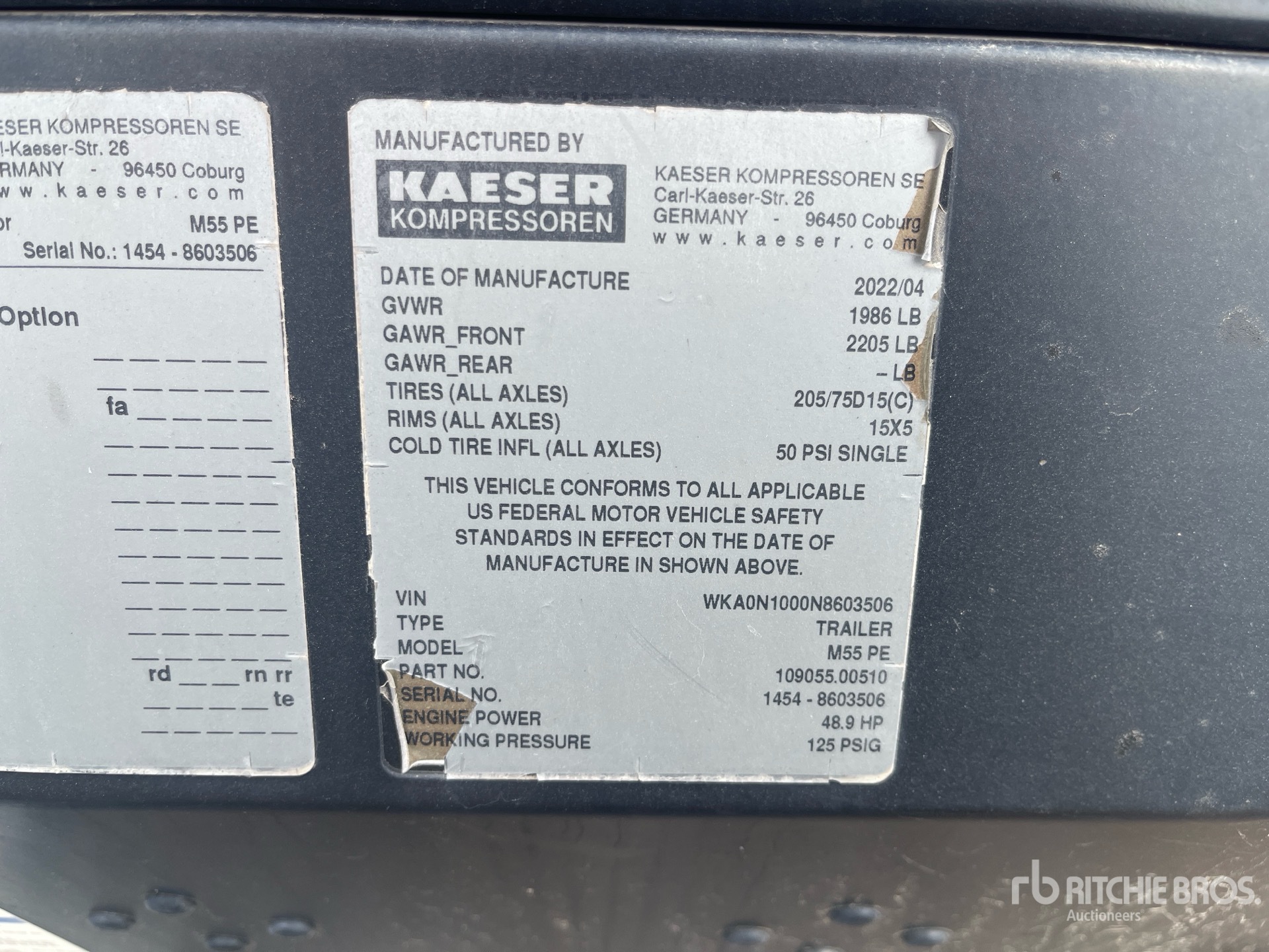 General Appearance with Serial Number / VIN