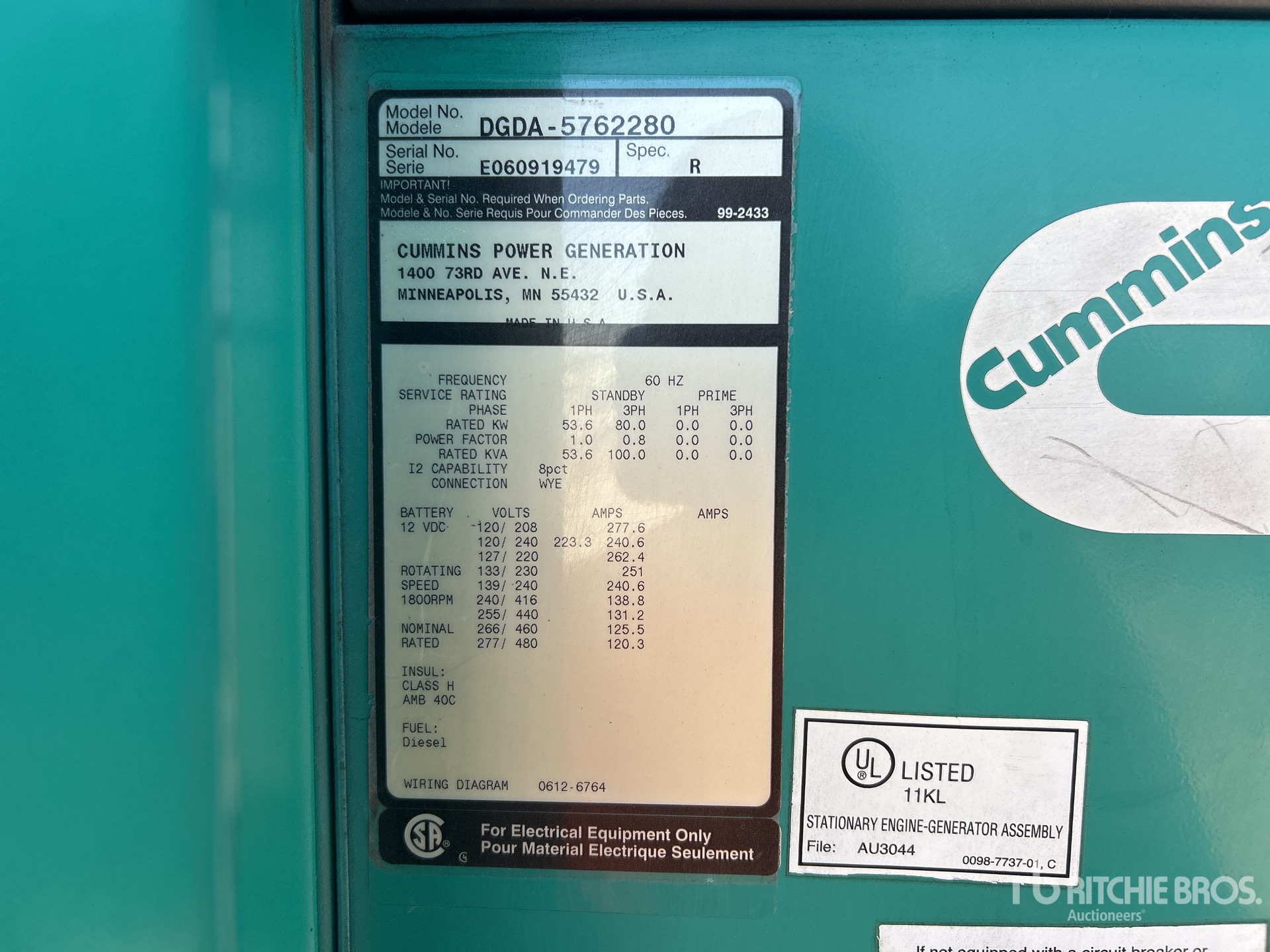General Appearance with Serial Number / VIN