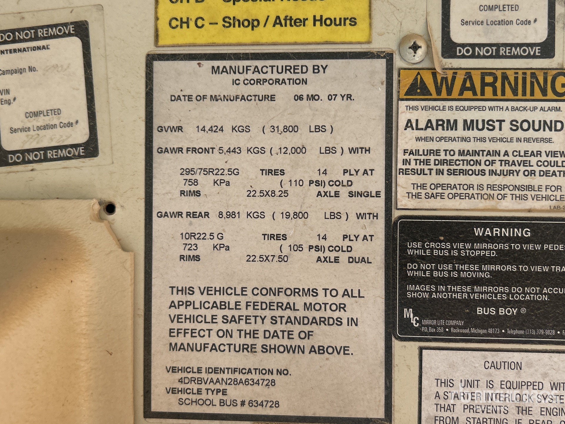 General Appearance with Serial Number / VIN