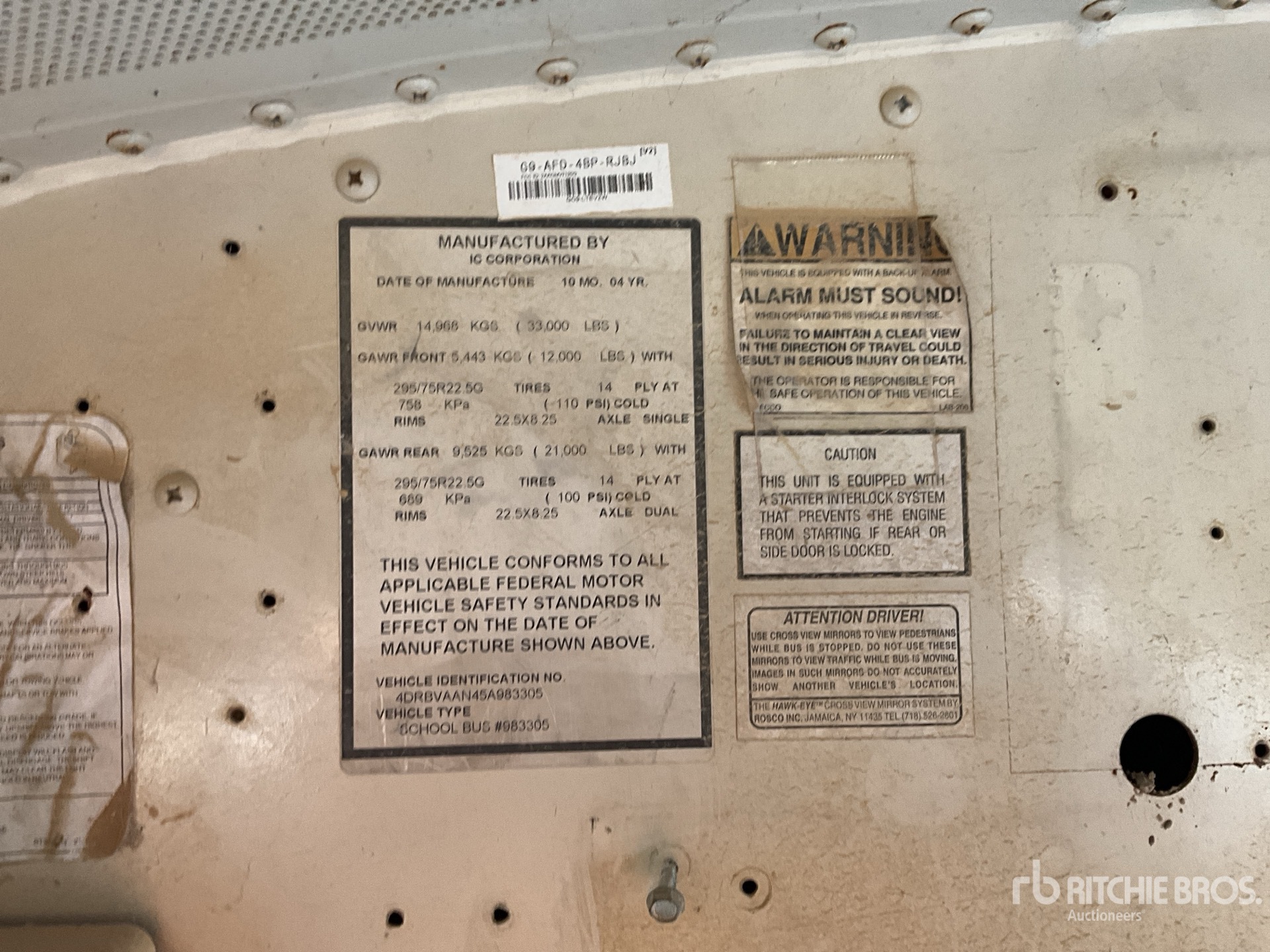 General Appearance with Serial Number / VIN